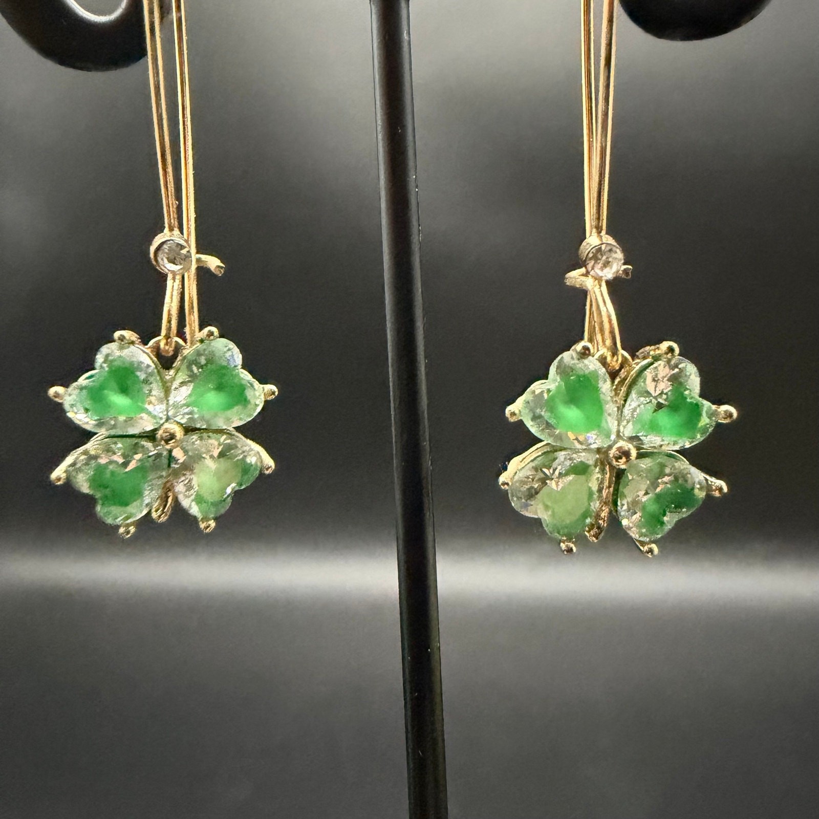NEW True To Form Hand Painted Shamrock 4 Leaf Clover Earrings ~St Patrick’s Day