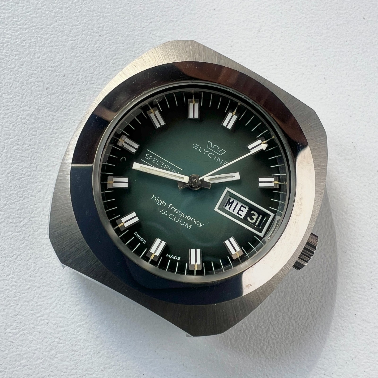Glycine Automatic Watch Vintage Mens High Frecuency Spectrum Vacuum Gray Dial