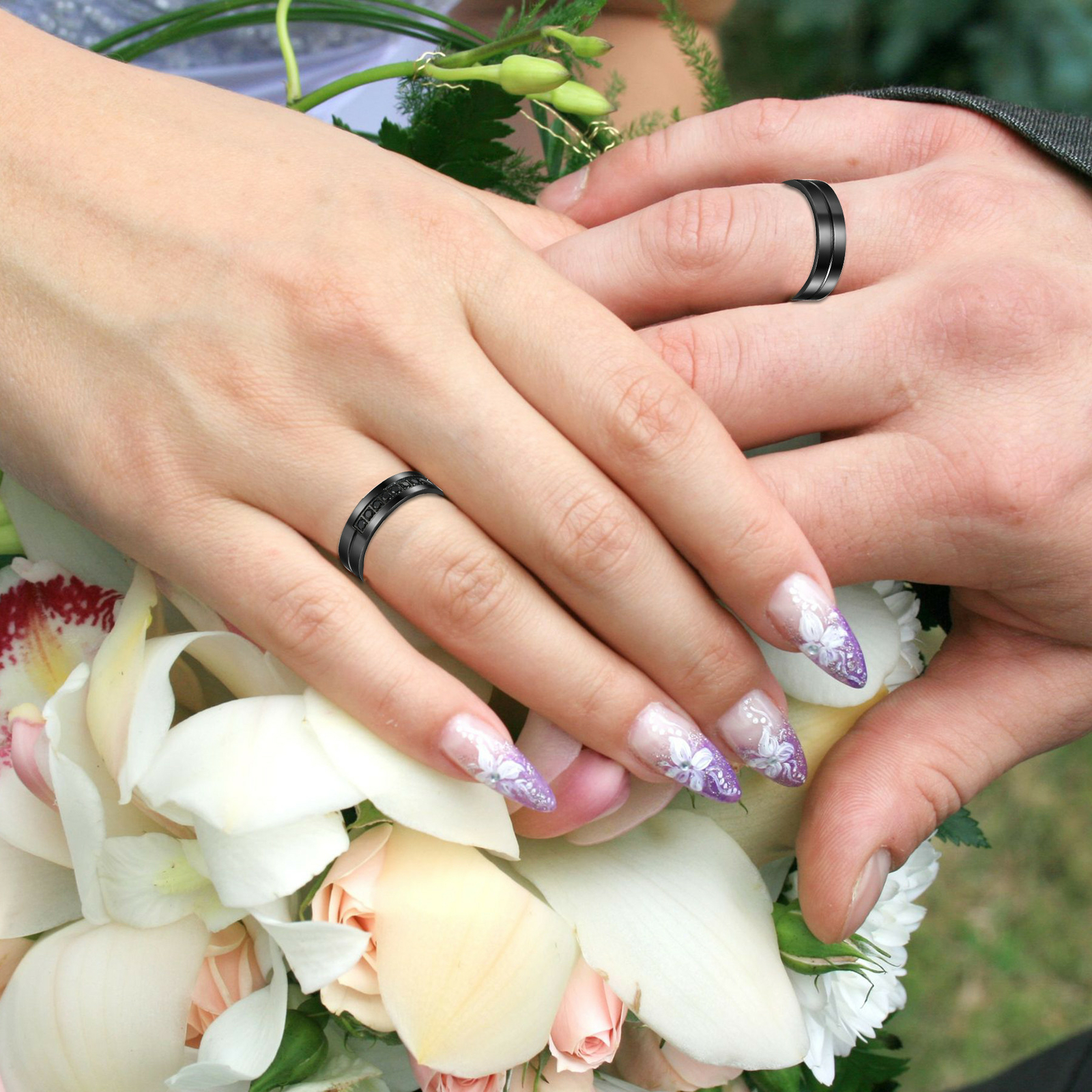 Couples Stainless Steel/Yellow Gold Plated CZ Ring I Love You Promise Band Gift