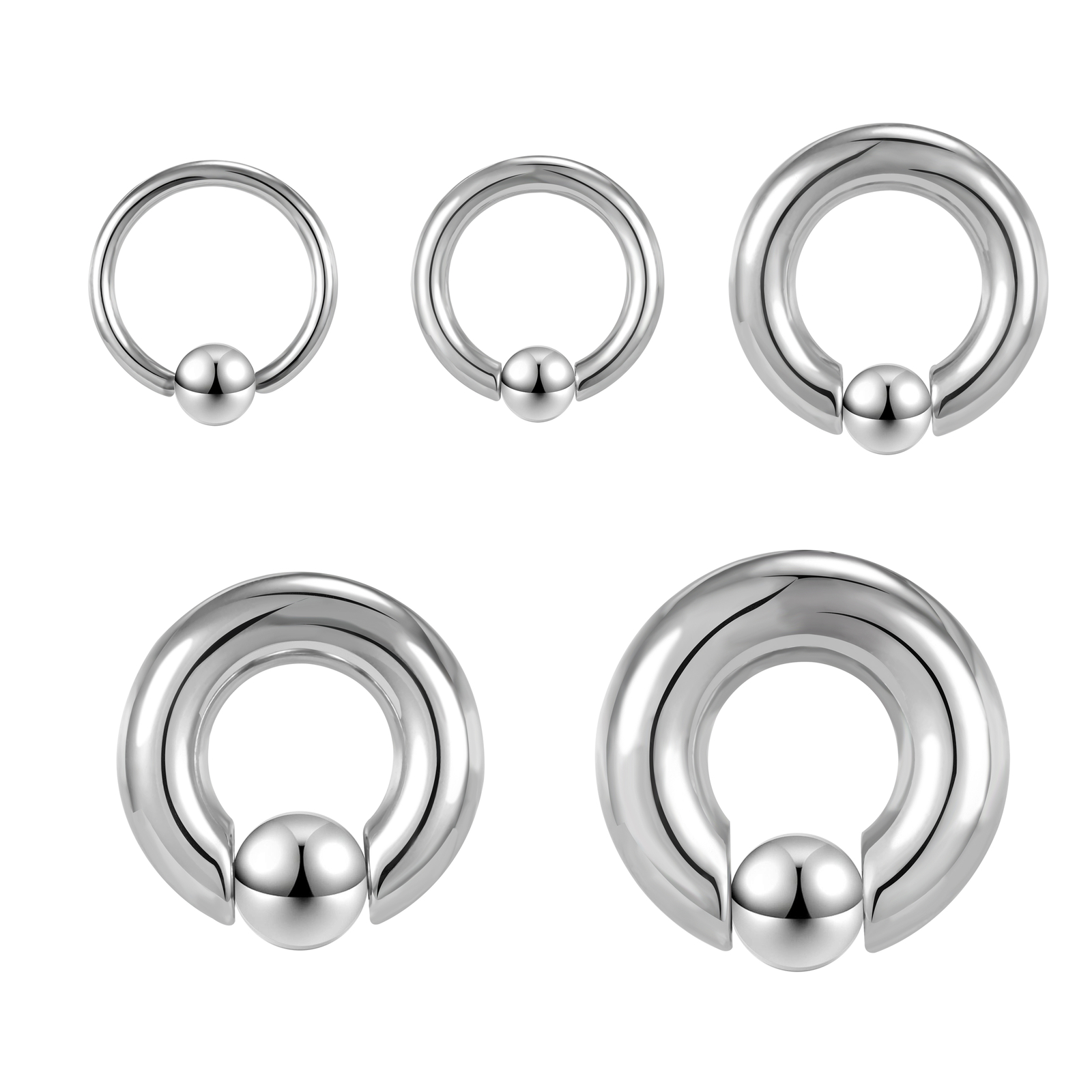 Big Size Internally Threaded Nose Ring Stainelss Steel Captive Bead Ring Jewelry