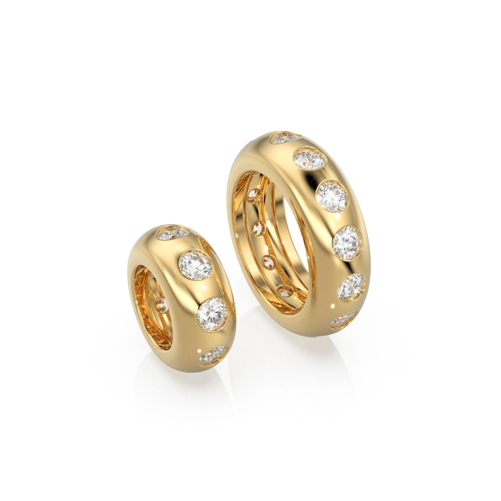 Natural Diamond 14k Gold Roundel Charm Diamond Wheel Charm Eternity Round Bead