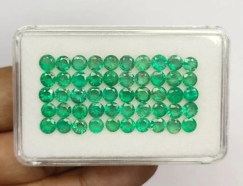 Natural Colombia Green Emerald 5 MM Round 15Pcs Lot EGL Certified Loose Gemstone