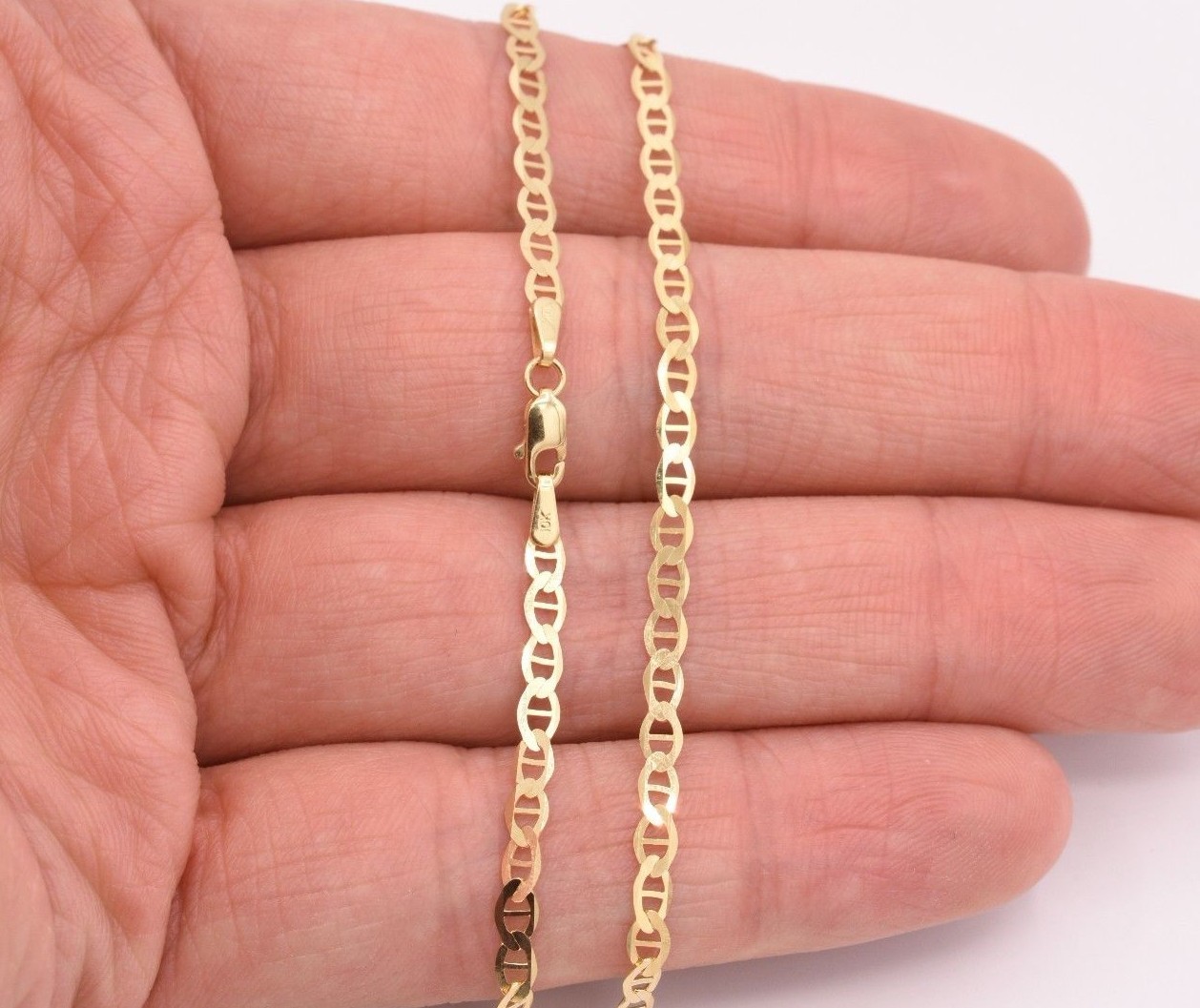 10″ Mariner Link Chain Bracelet Anklet Real Solid 10K Yellow Gold 3mm