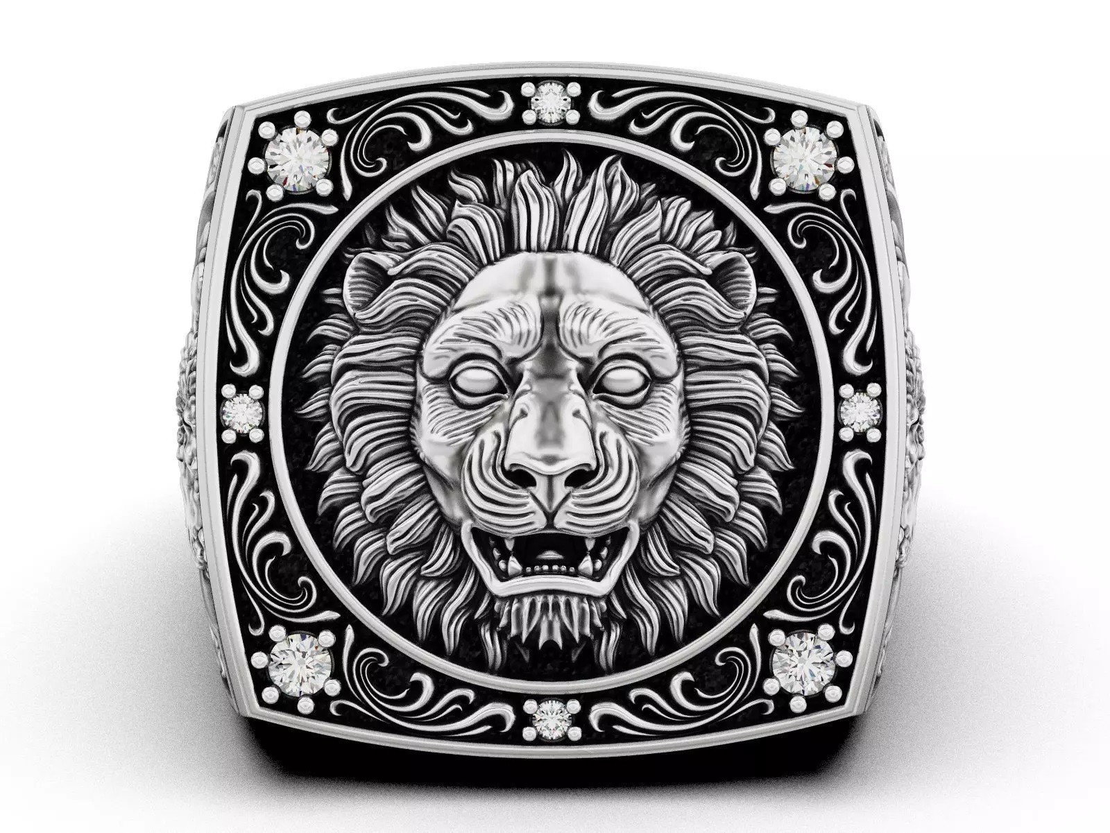 Oxidized Men’s Royal Lion Head Gothic Punk 925 Sterling Silver Statement Rings