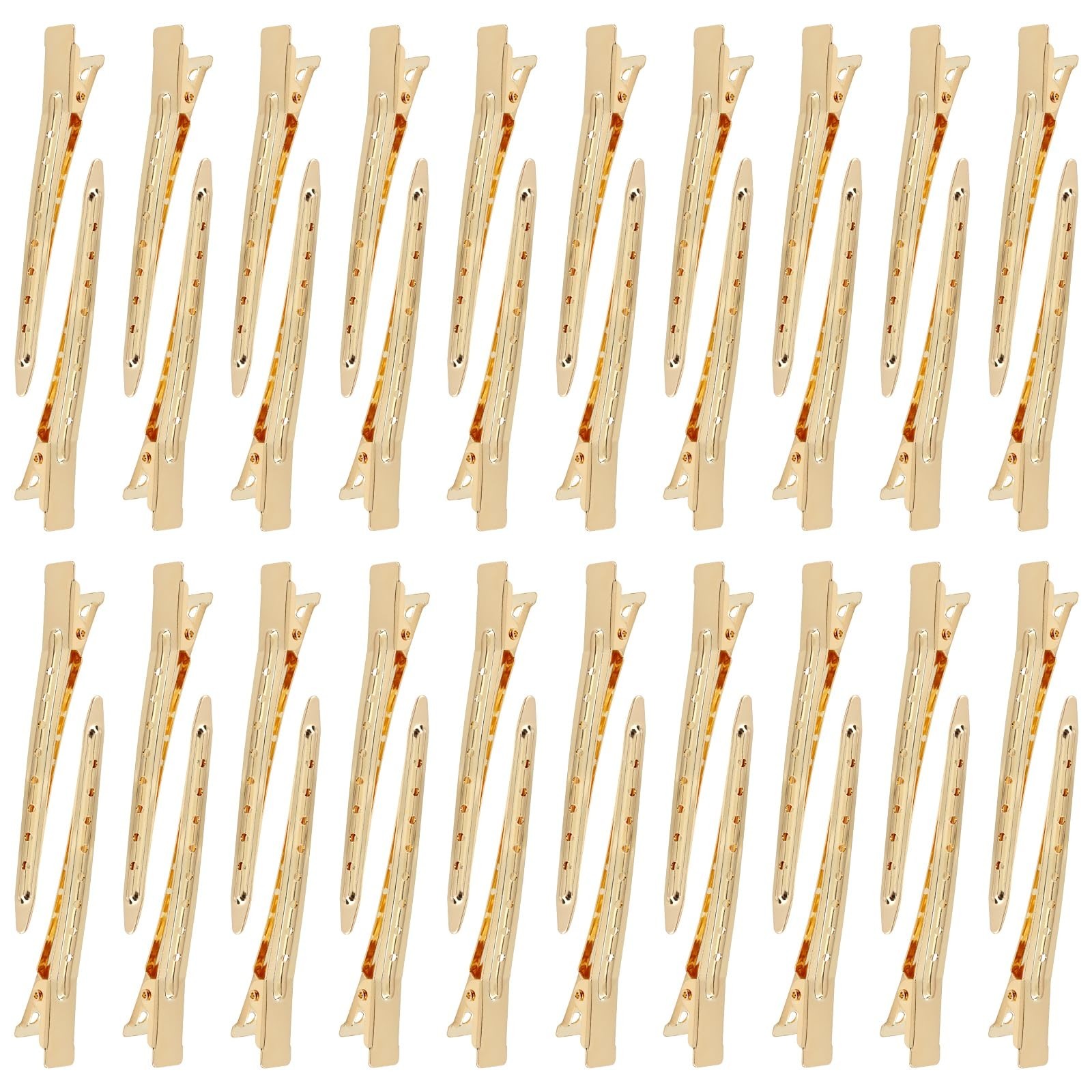 40 Pieces 9cm/3.5″ Gold Metal Hair Salon Alligator Hair Styling Clips with Ho…