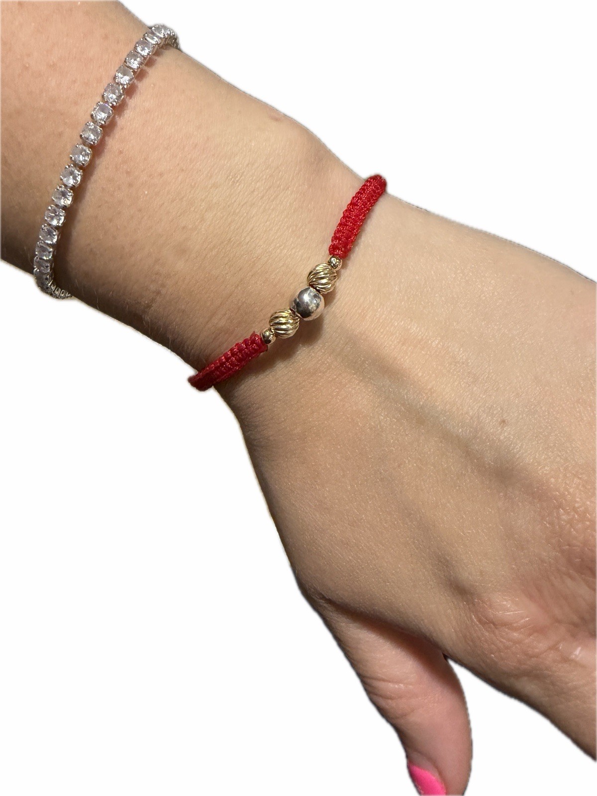 Braided Bracelet with 925 and 14k gold beads (Handmade)