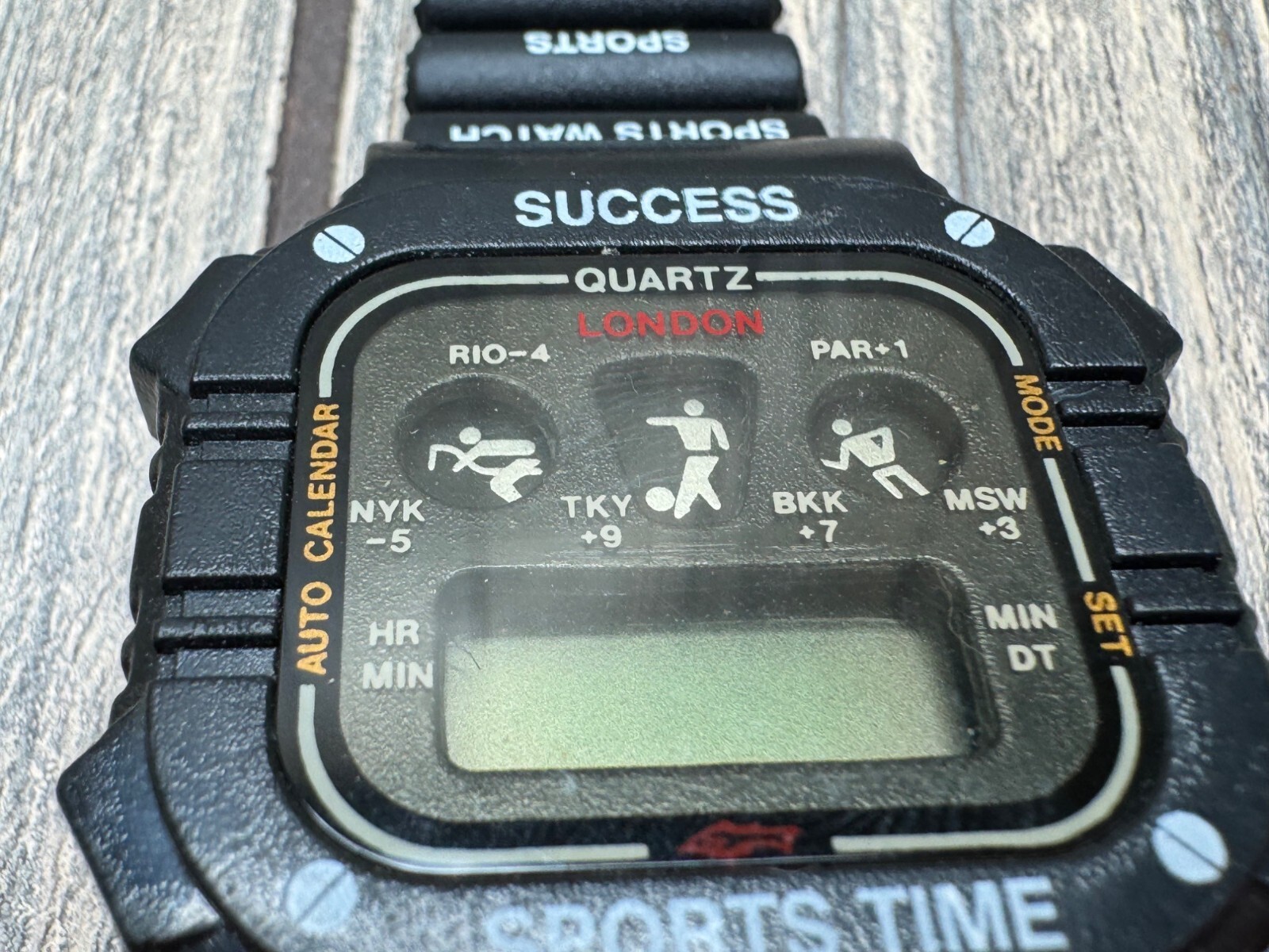 Success Quartz Digital Sports Watch Black With Action Band & Multiple Time Zone