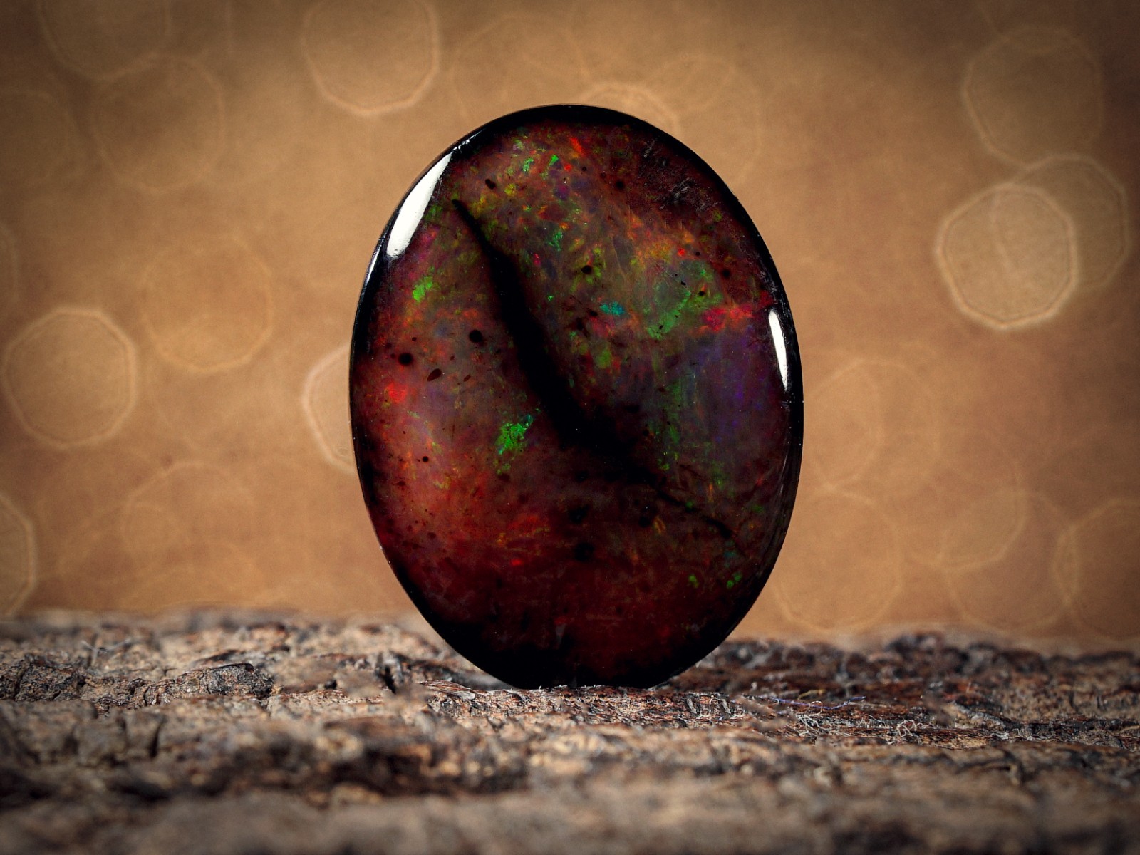 7.00 Carat Ethiopian Black Opal Cabochon 16x12x7 MM Oval Shape Welo Fire Opal