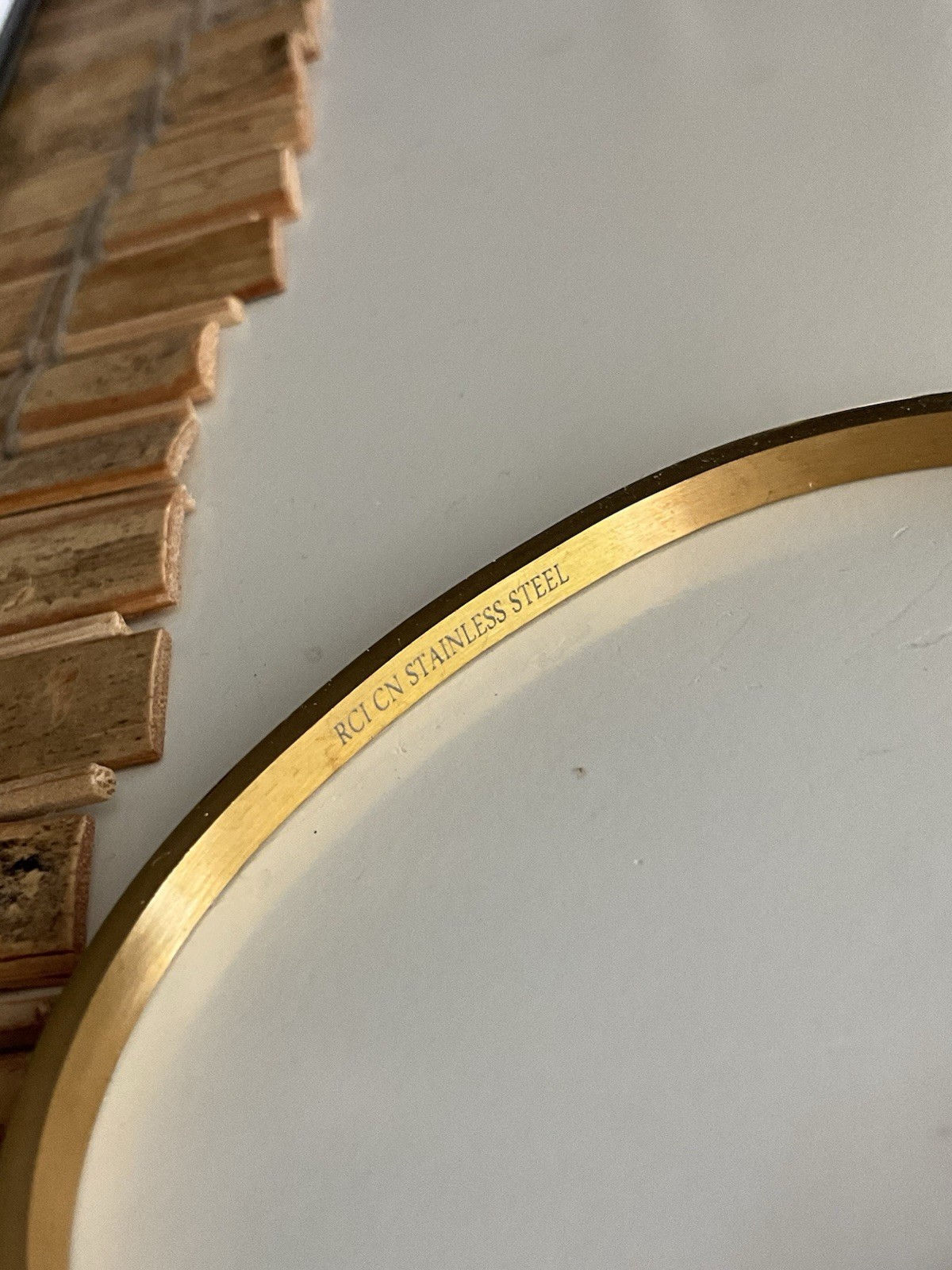 RCI CN Adjustable Gold Tone Bangle Inspirational Bracelet “Never Give Up”
