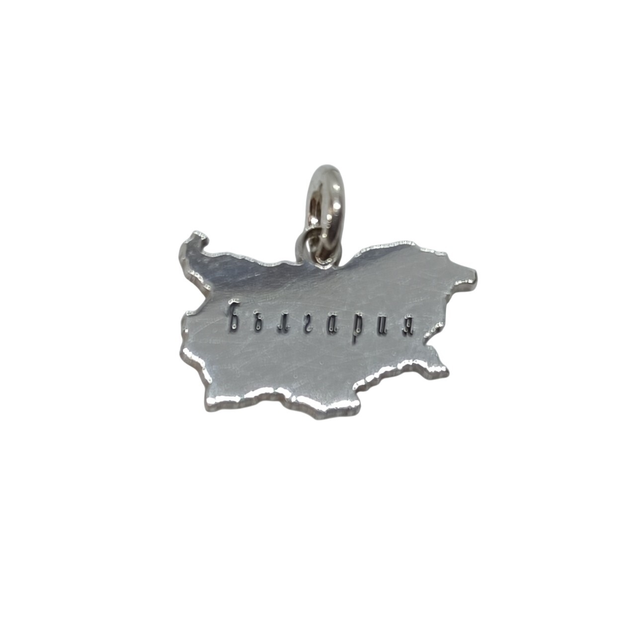 Handmade Sterling Silver Pendant Charm Map of Bulgaria Solid Stamped 925