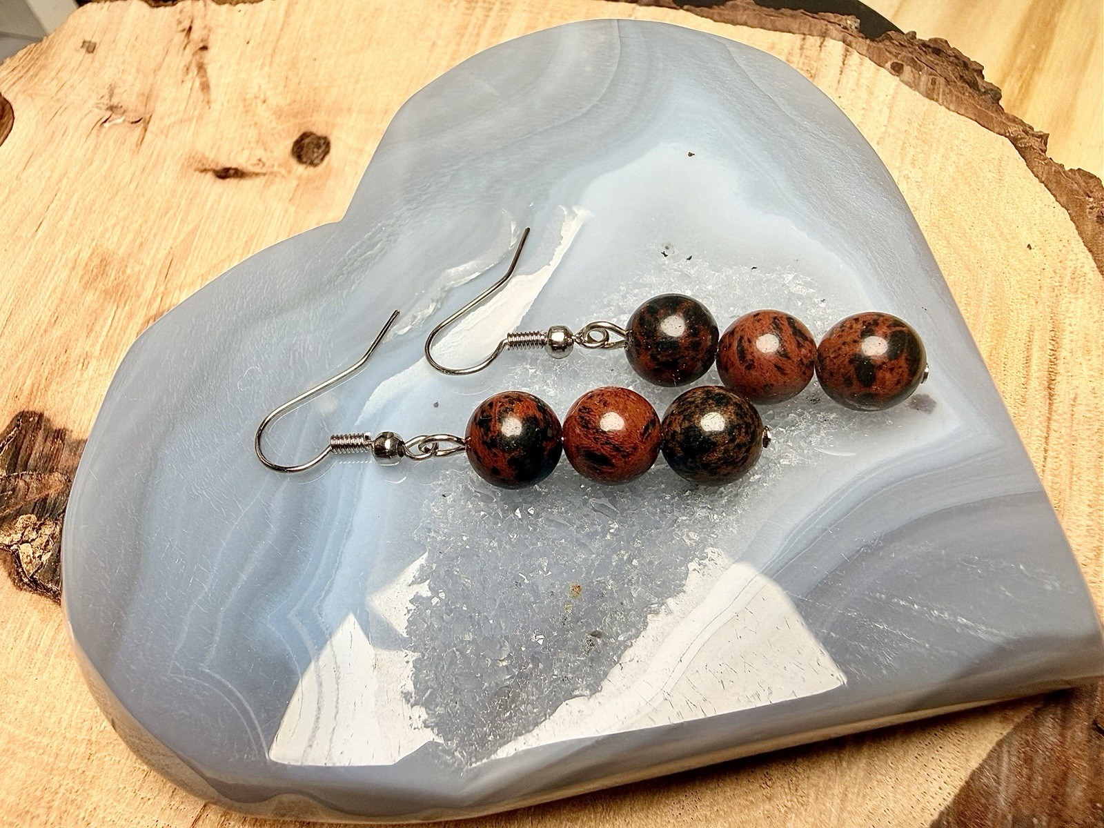 Mahogany Obsidian Gemstone Handmade Drop Dangle Earrings