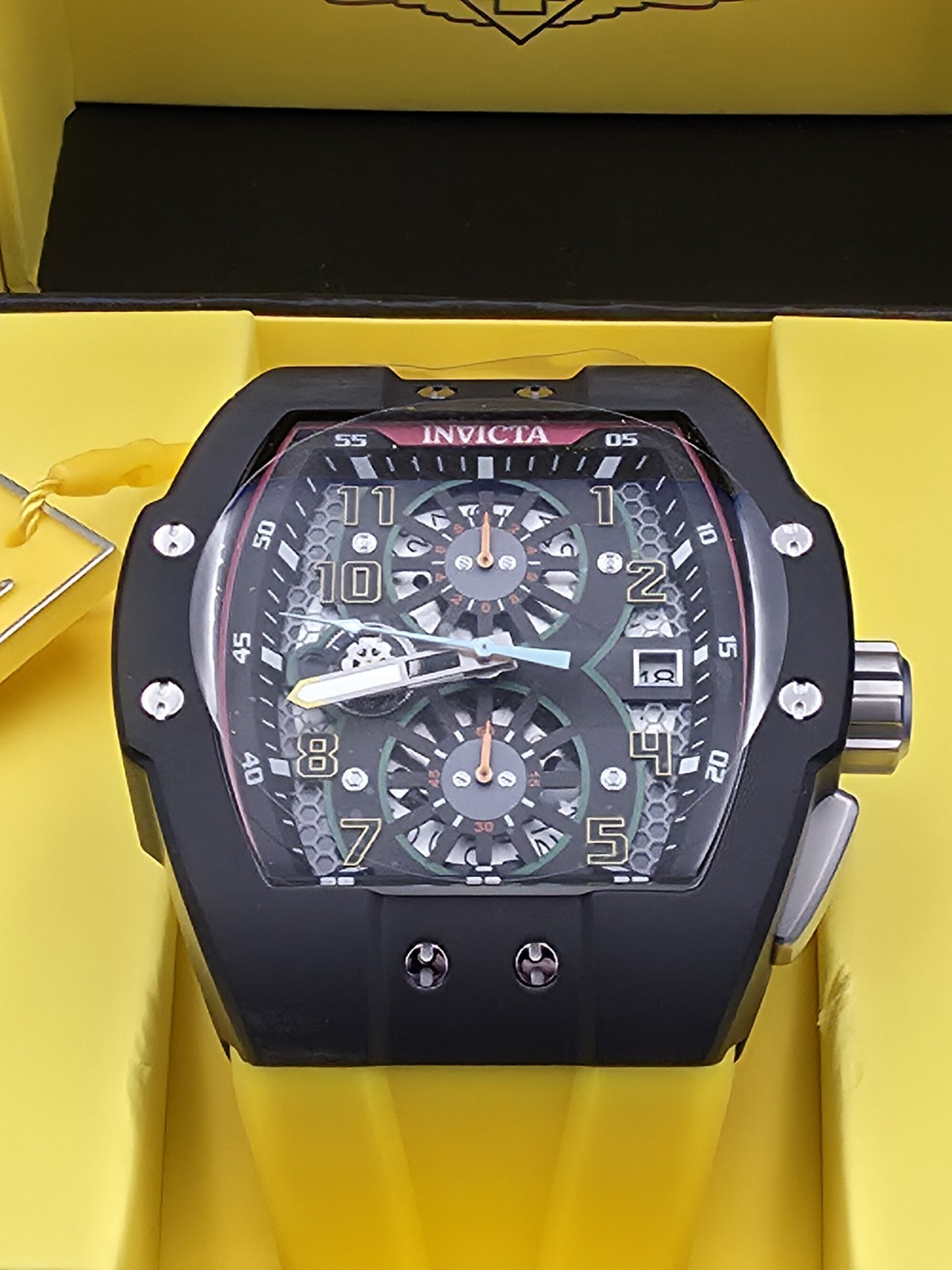 Invicta Racing Gridlock Men’s 47mm Skeleton Dial Yellow Chronograph Watch 48337