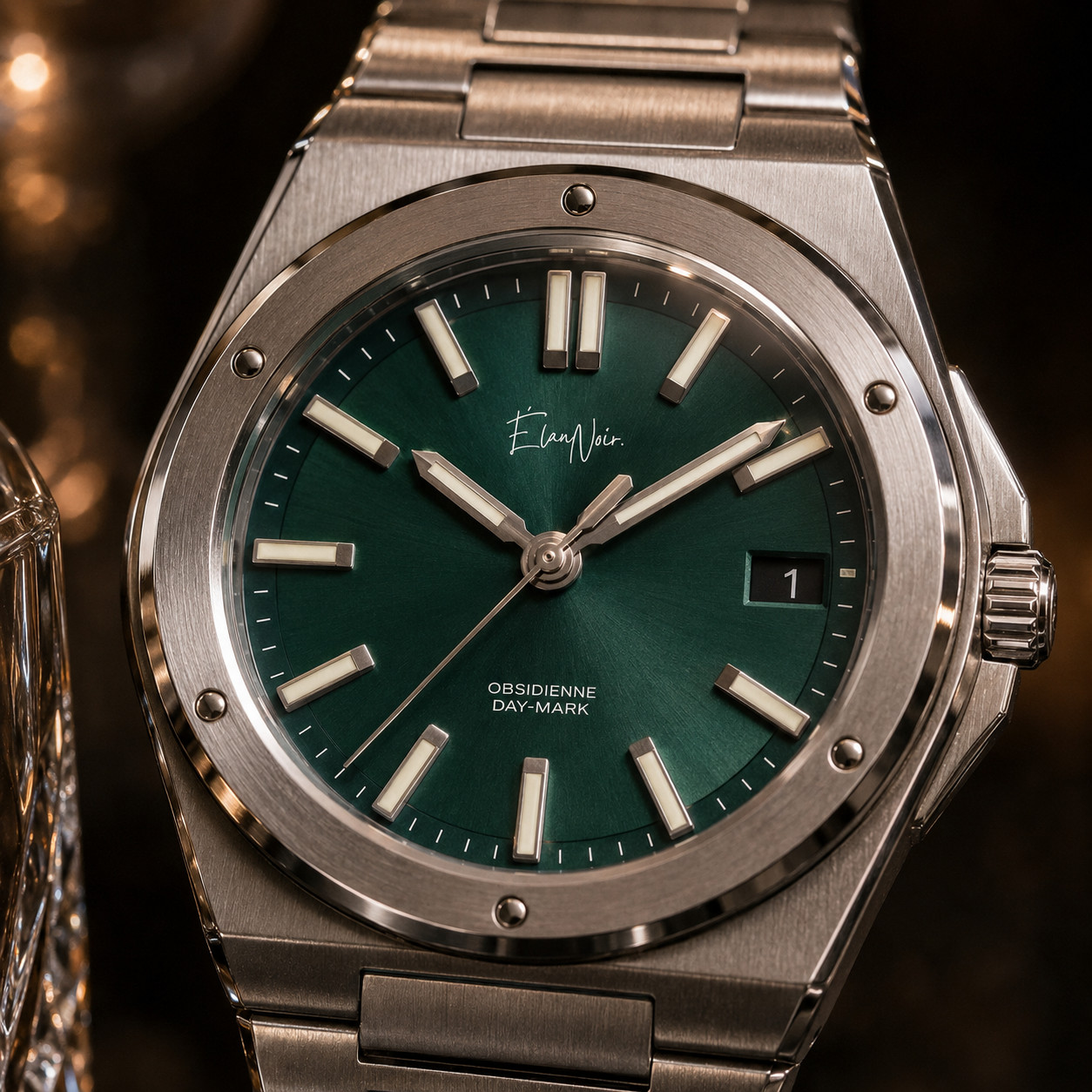Élan Noir Day-Mark Automatic Mens Watch NH35 Green Dial Sapphire Steel 41mm
