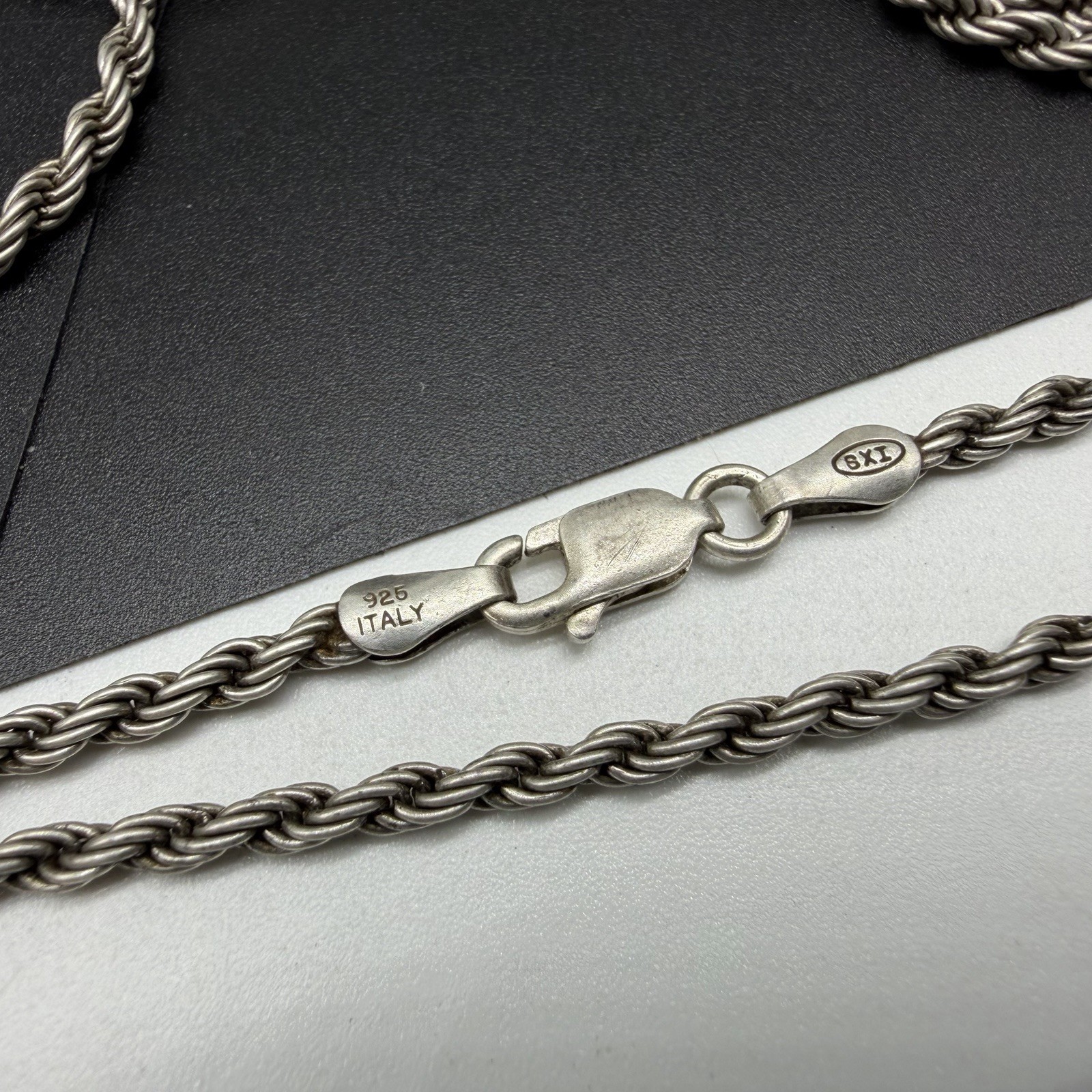 Nice Vintage SXI Italy Sterling Silver 2.4mm Rope Chain 30″ XL Necklace 15.1g