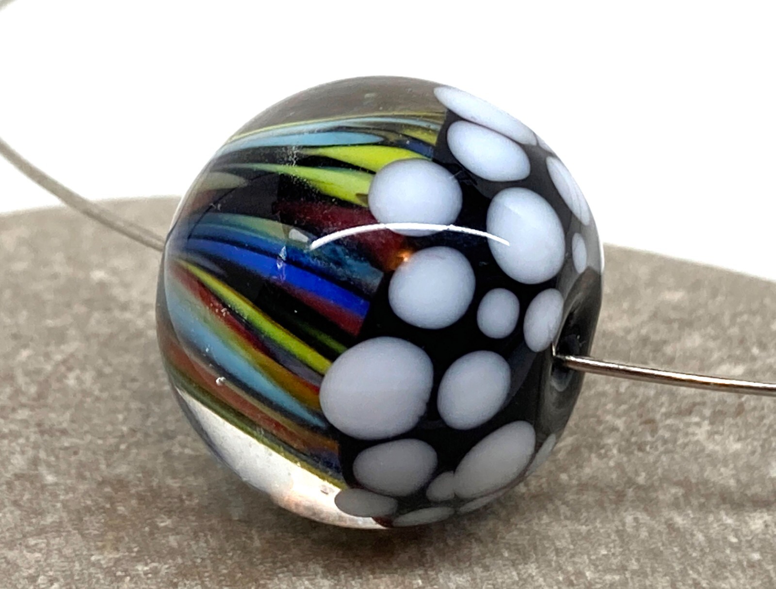 Rainbow Handmade Lampwork Glass Beads From Murano OOAK Tamara Yarilo Brand 1 Pcs