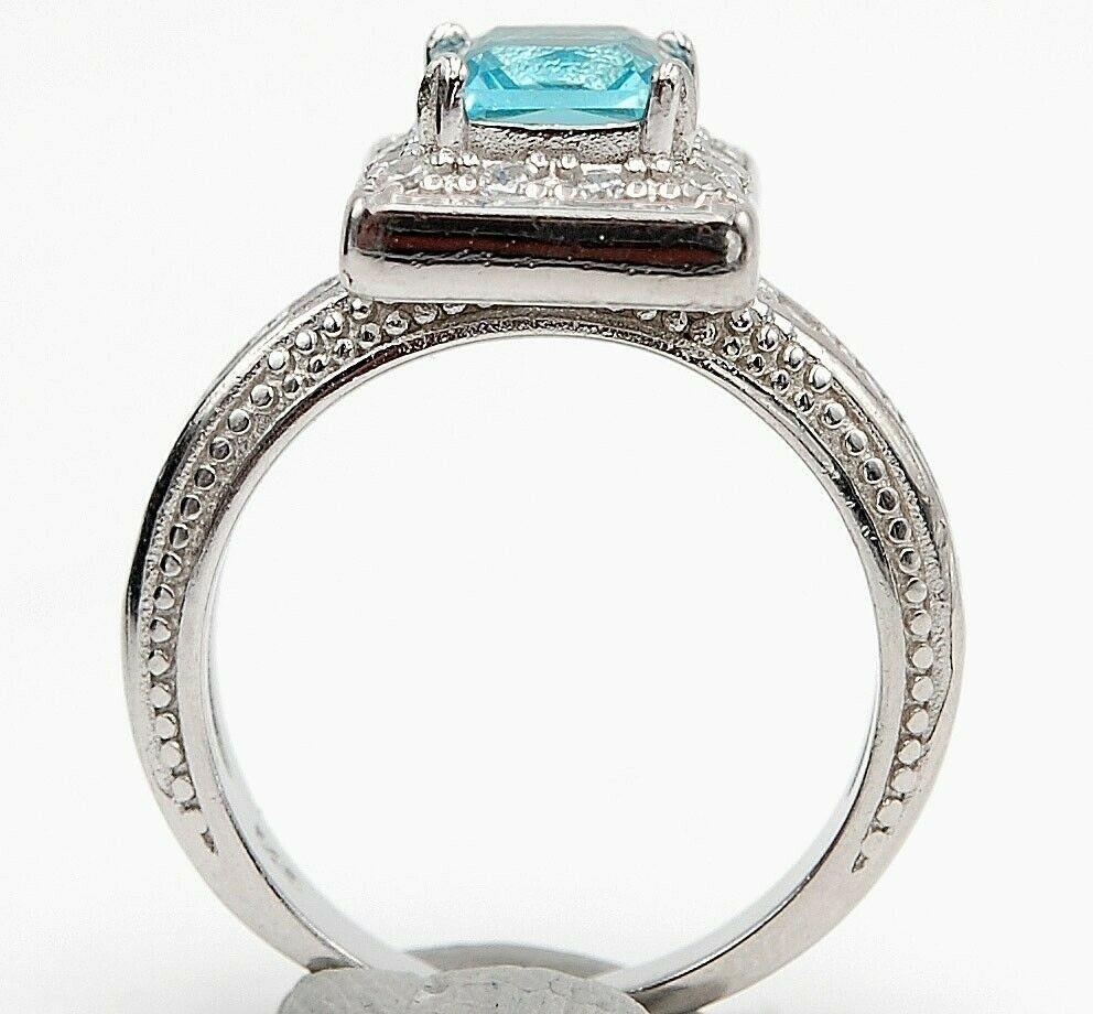 Heat Treated 2CT Blue Topaz 925 Solid Sterling Silver Ring Sz 7 UB3-9