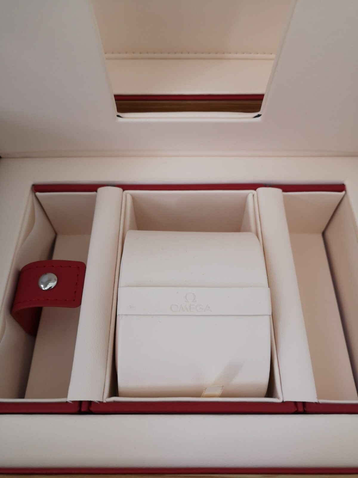 Omega Authentic Wooden Watch Box With Travel Red Cube Box Latest Model New