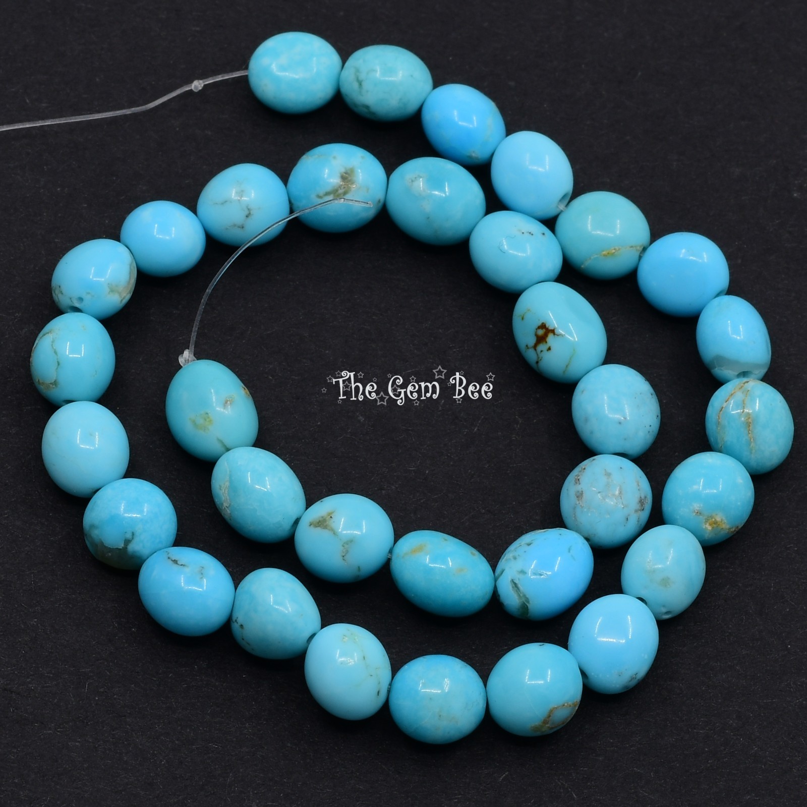 5.5mm Sleeping Beauty Turquoise Smooth Freeform Nuggets 8 inch strand