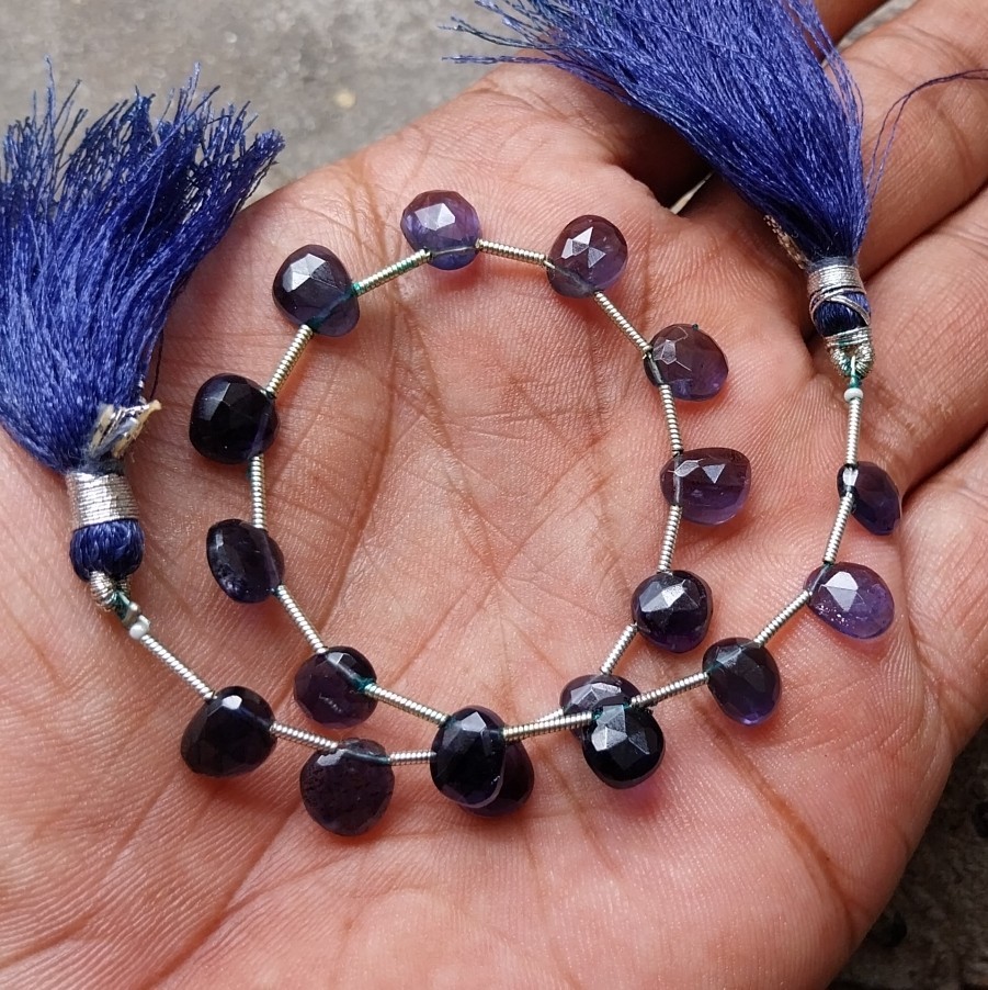 30 Carat 6.5×8 to 7×9 MM Natural Blue Purple Iolite Rose Cut 8 inch Beads