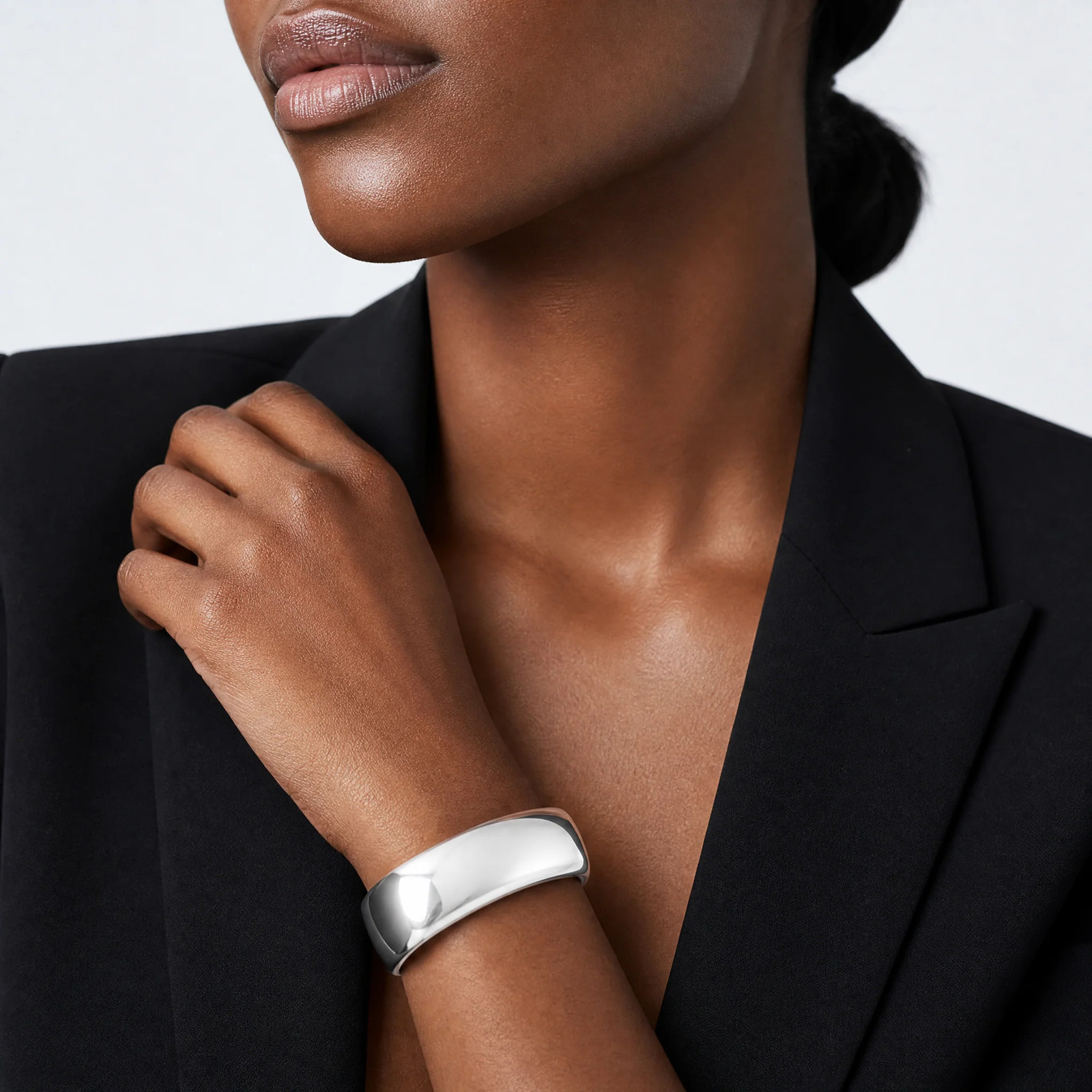 Sterling Silver Polished 30mm Domed Cuff Bangle