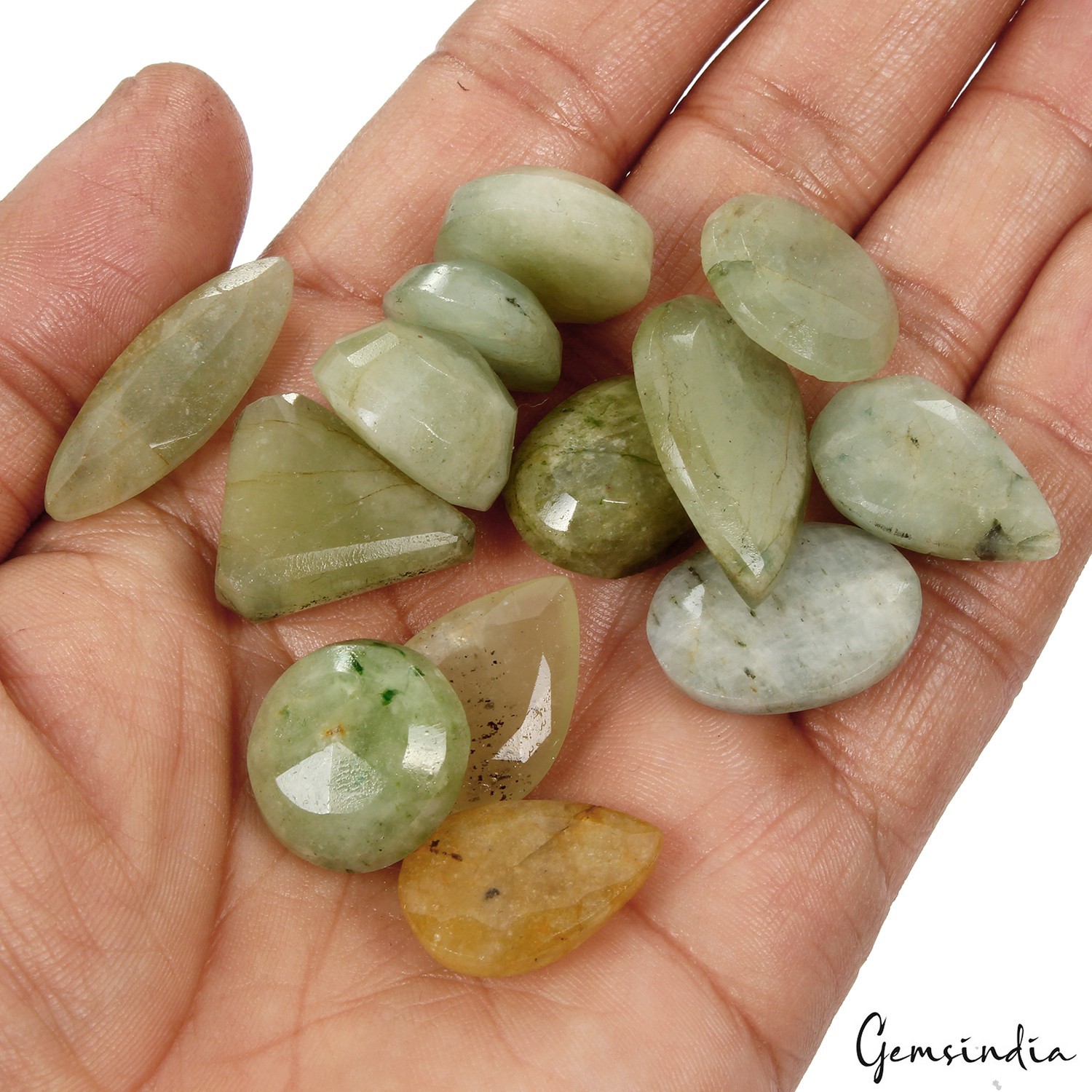 172.20 Cts/13 Pcs Natural Untreated Green Yellow Beryl Mixed Cut Loose Gems Lot