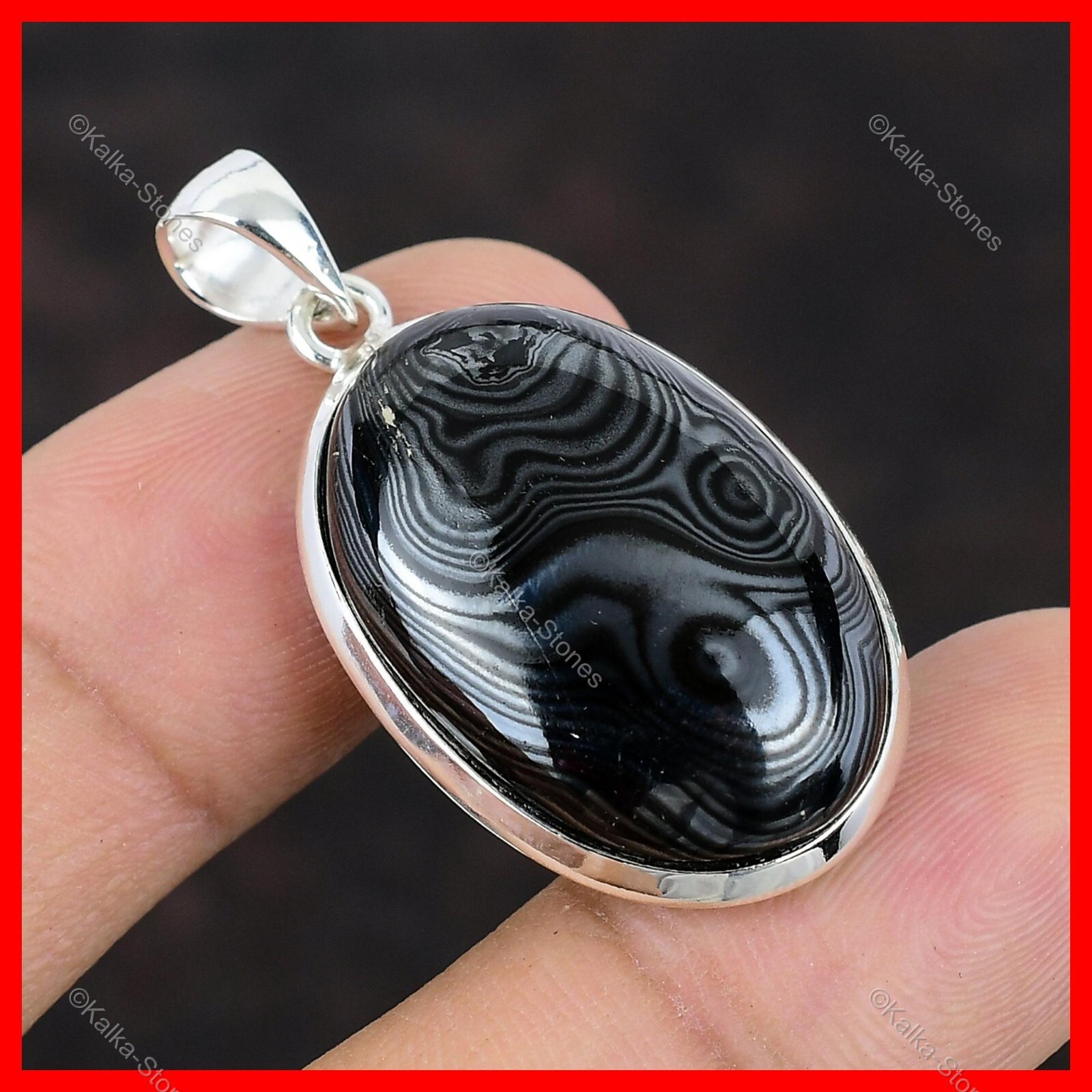 New Year Deal Sterling Silver Oval Psilomelane Stone Engagement Pendant Jewelry