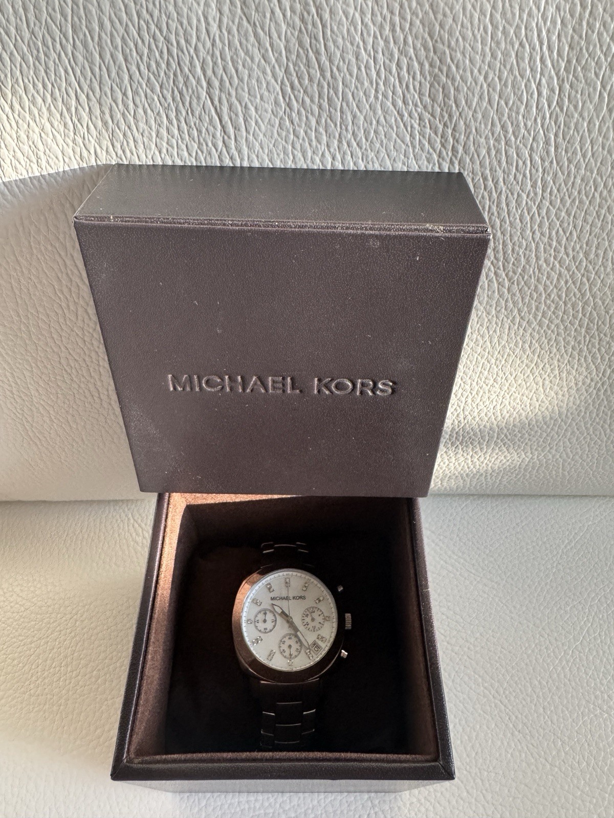 Michael Kors Women’s MK5092 Silver Chronograph Date Quartz Watch (Needs battery)