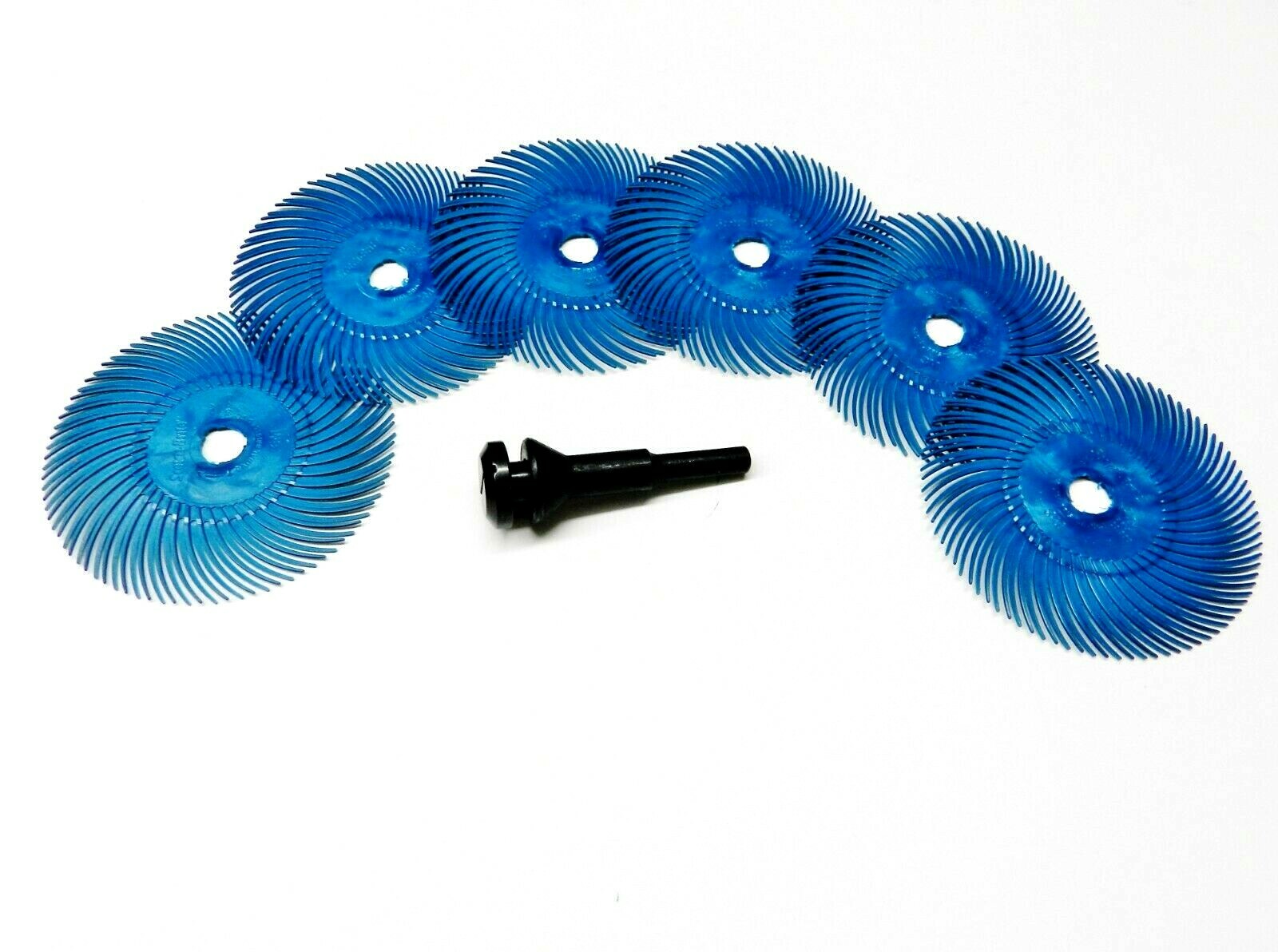 3m Radial Bristle Disc 3″ 400 Grit Blue with 1/4″ Mandrel 6 Brushes & Arbor Set