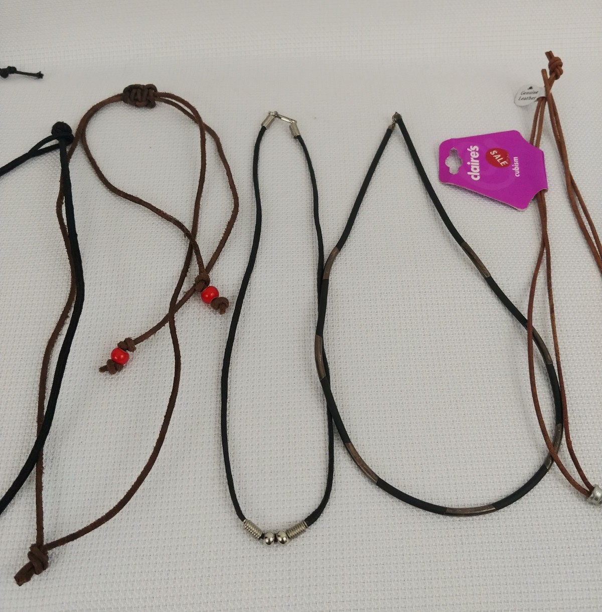 Lot 10 Mixed Surfer Style Necklaces Black Brown Leather Rubber Free Ship Velvet