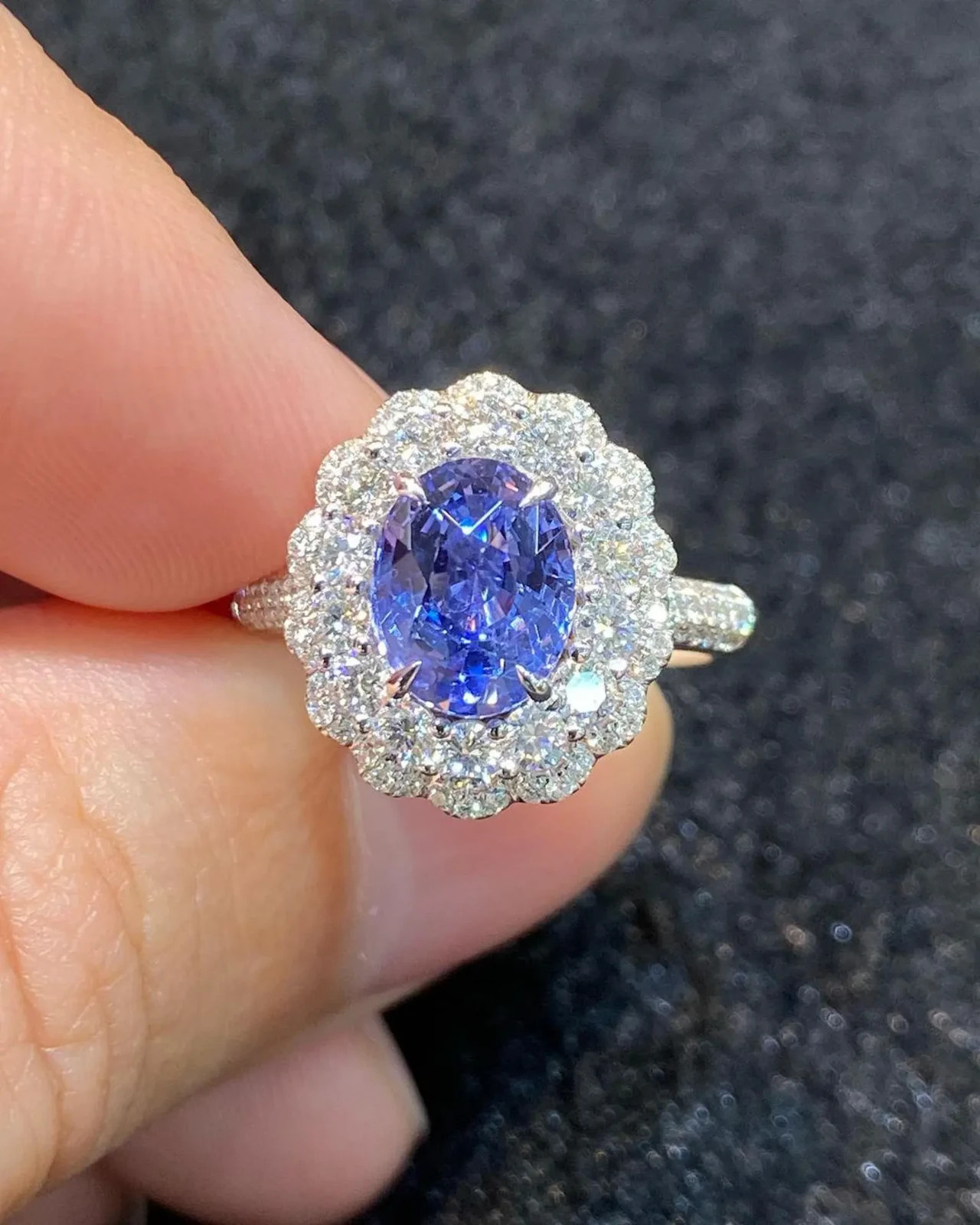 2.70 Ct Oval Cut Natural Sapphire Diamond Engagement Ring 14K White Gold Size 6