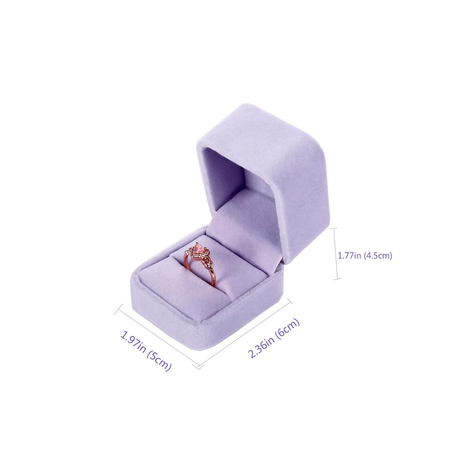 FAYADA Velvet Ring Box Classical Bearer 2.16x2x1.77 inches, Light Purple