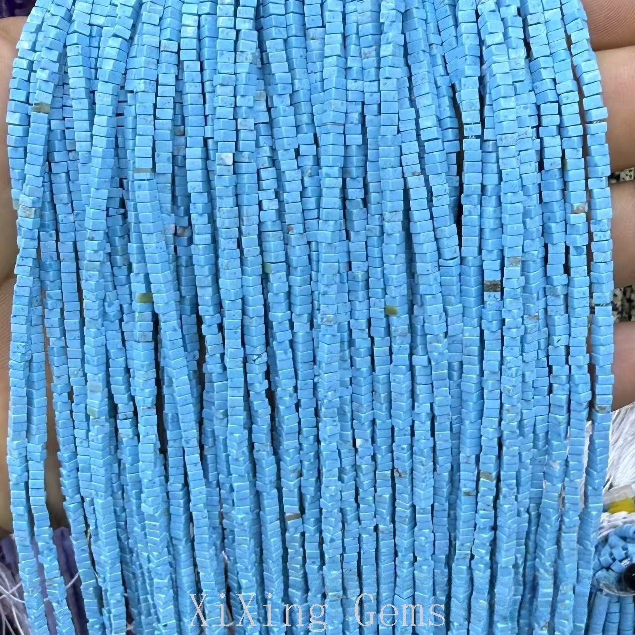 1x2mm Natural Blue Turquoise Flat Square Disc Spacer Beads for Jewelry Making