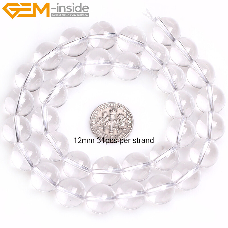 AAA Natural Round White Clear Rock Quartz Crystal Stone Beads Jewelry Making 15″