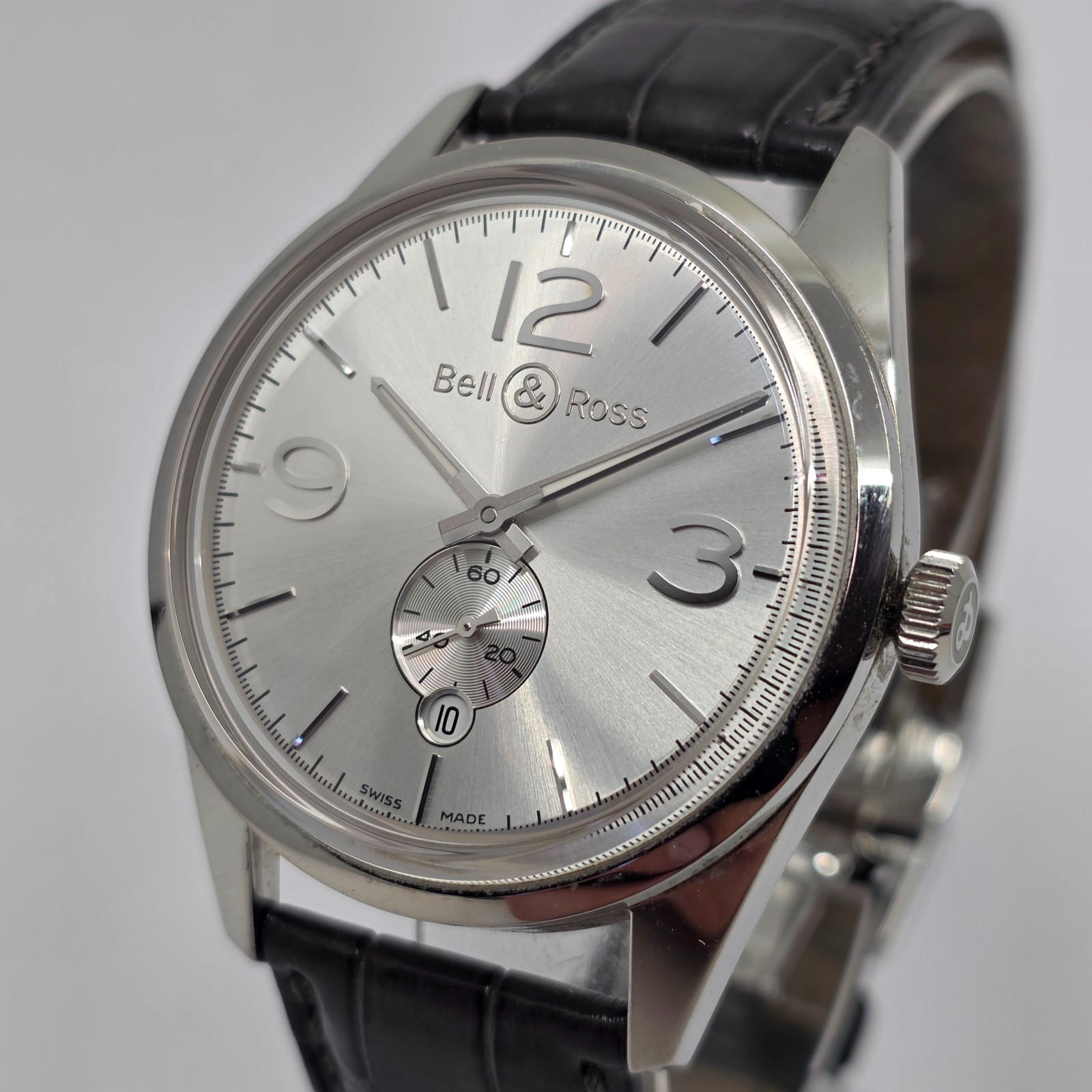 Bell & Ross Officer Automatic Steel 41mm Silver Dial on Strap BR123-95-SP