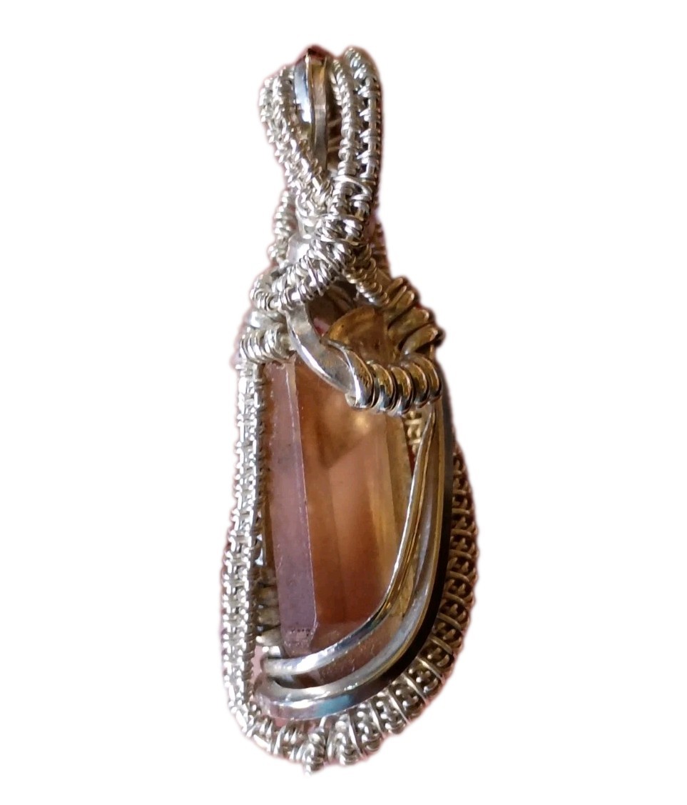 Citrine Crystal Pendant Sterling silver handcrafted amulet elegant necklace