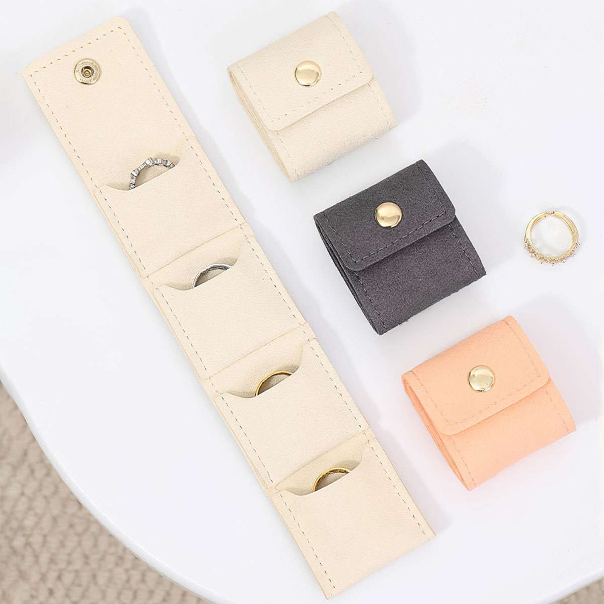 Travel Jewelry Organizer Roll Bag Case Foldable Rings Earrings Necklaces Holder