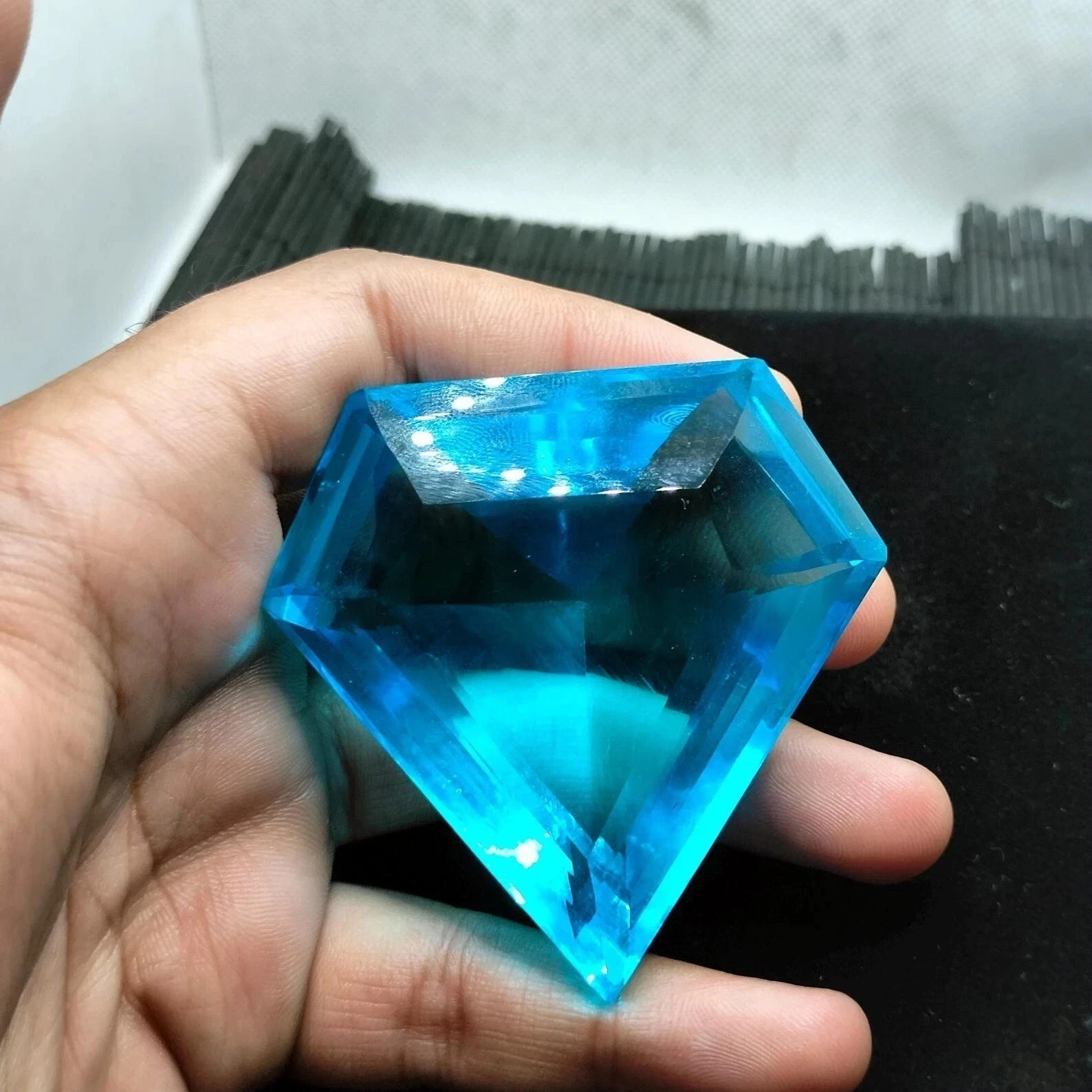 100.50 Ct Natural AAA Brazilian Blue Topaz Fancy Cut Loose Gemstone Certified