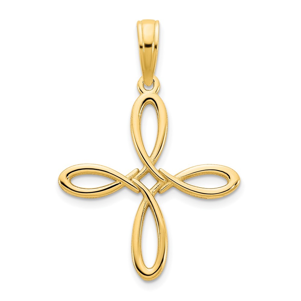 14k Yellow Gold Fancy Celtic Knot Cross Charm Pendant