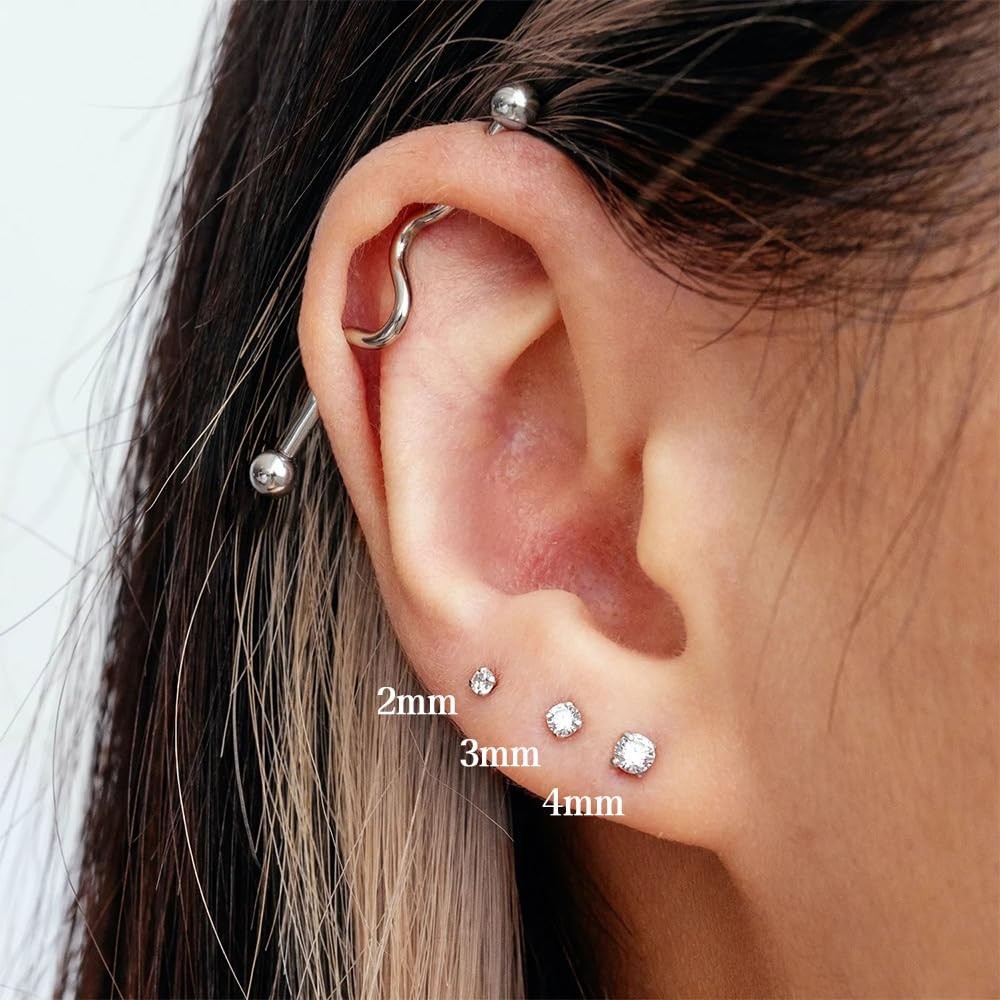 14K Gold Plated 925 Sterling Silver Moissanite Stud Flat Back Earrings for Wo…