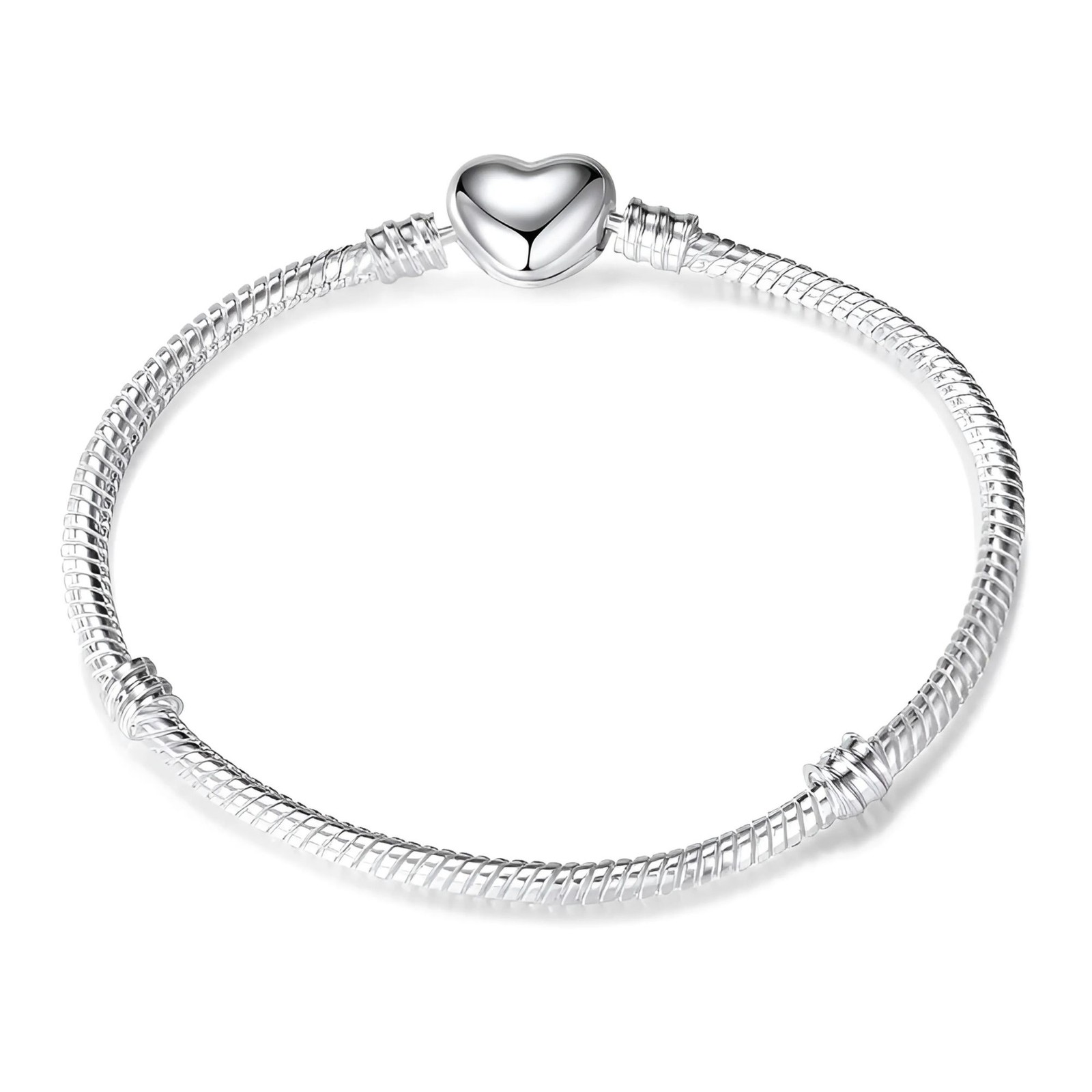 Snake Charm Bracelet With Heart Clasp Two Tone Plated Fits Standard European …