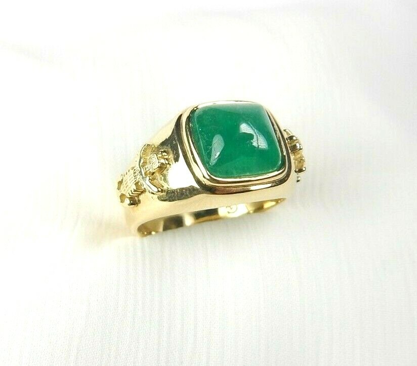 Colombian Emerald Ring Square Shape 5.05 Cts 18K Yellow Gold Size 9 US Muzo Mi
