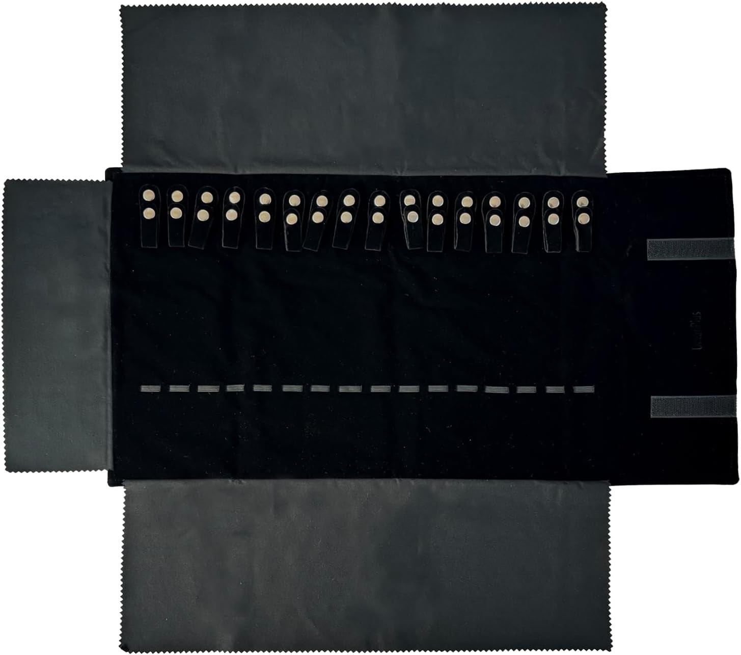 Velvet Travel Jewelry Roll Bag Organizer for Necklace, Elastic Medium, Black