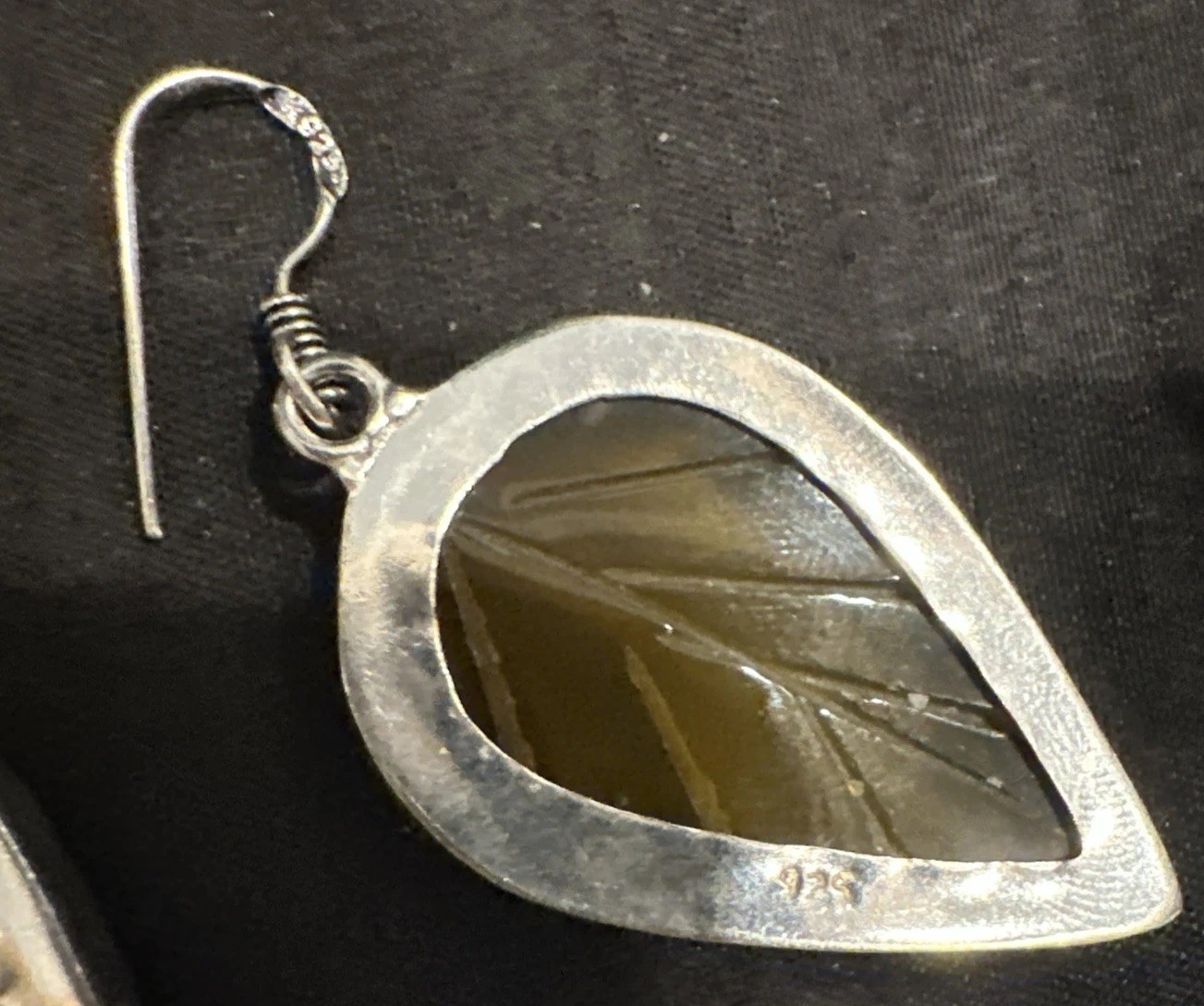 Silver Tone Simulated Gemstone Artisan Angel Wing Leaf Earrings & Pendant Lot 3