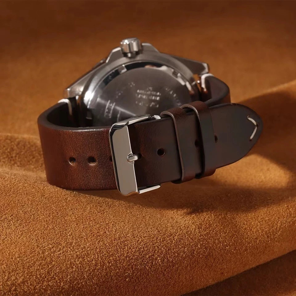 Retro Oil Wax Genuine Leather Watch Band 18 19 20 21 22 24mm Thin Cowhide Strap