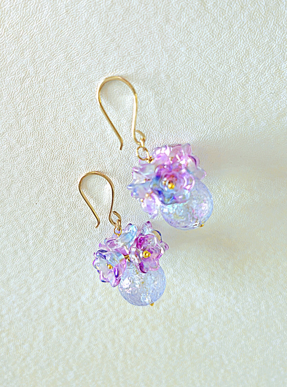 Purple & Blue Iridescent Floral Earrings | 14K | Botanical | Handmade | Spring