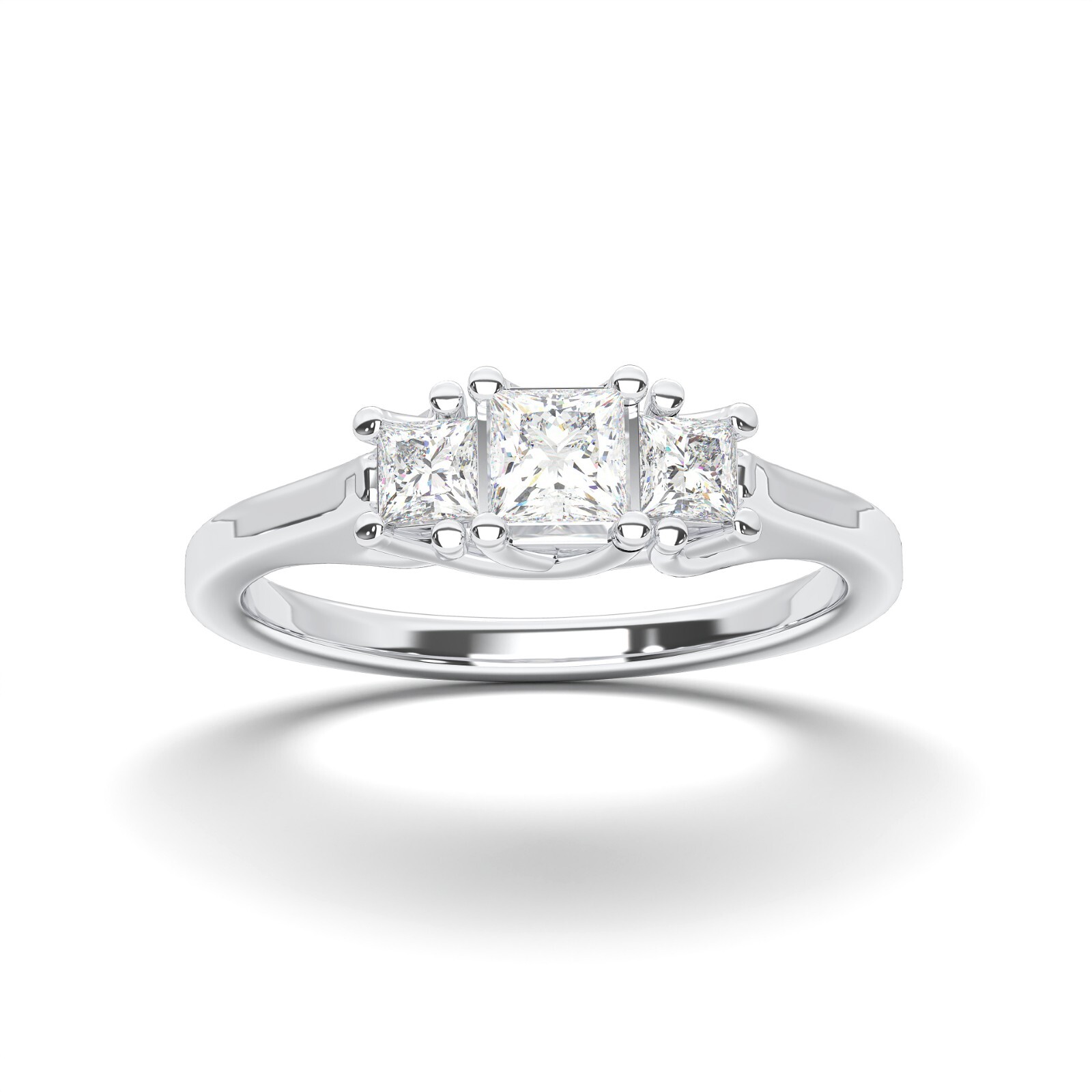 0.60Ct Princess Cut Moissanite 3 Stone Engagement Ring in 10K Gold for Women