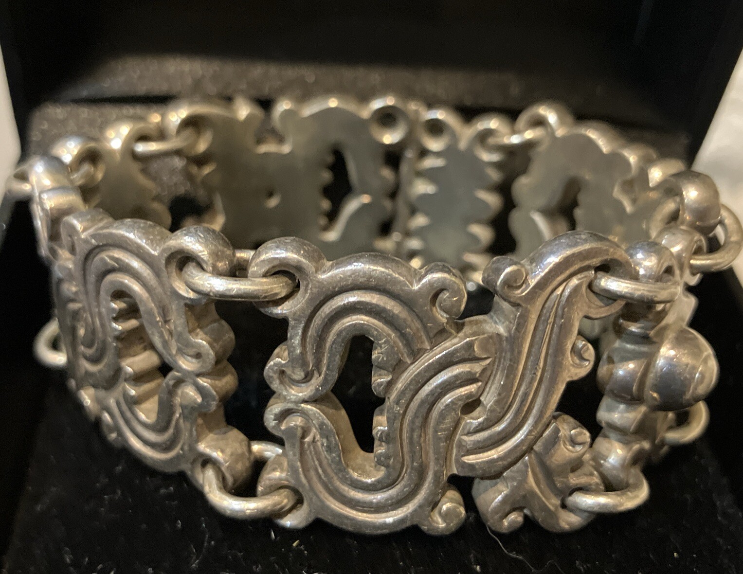 Vintage Sterling Silver 970 Modernist Bracelet Signed ANTONIO PINEDA 164 Grams