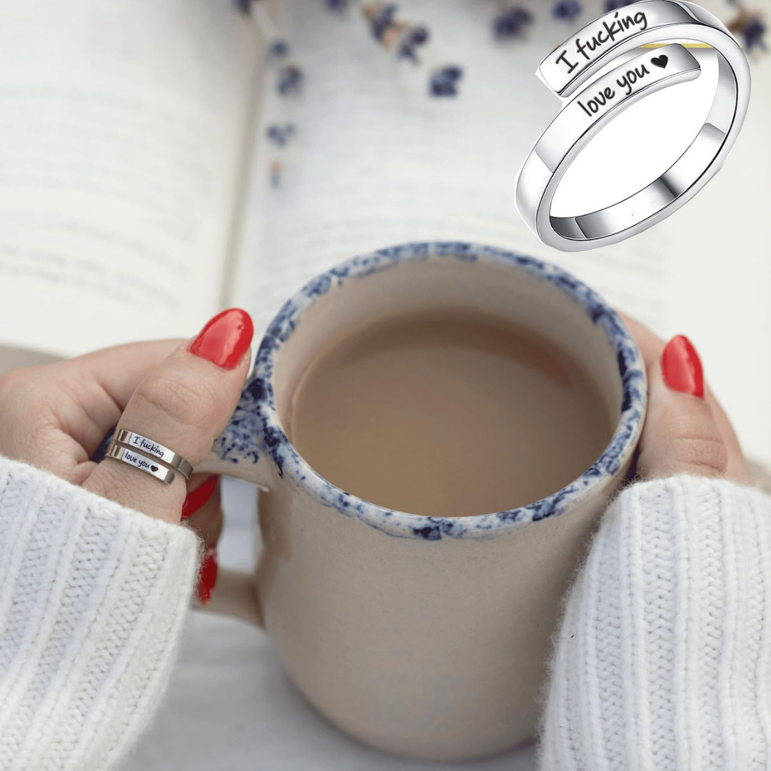 I F♡Cking Love You Ring for Women Adjustable Stainless Steel Silver Promise Ring