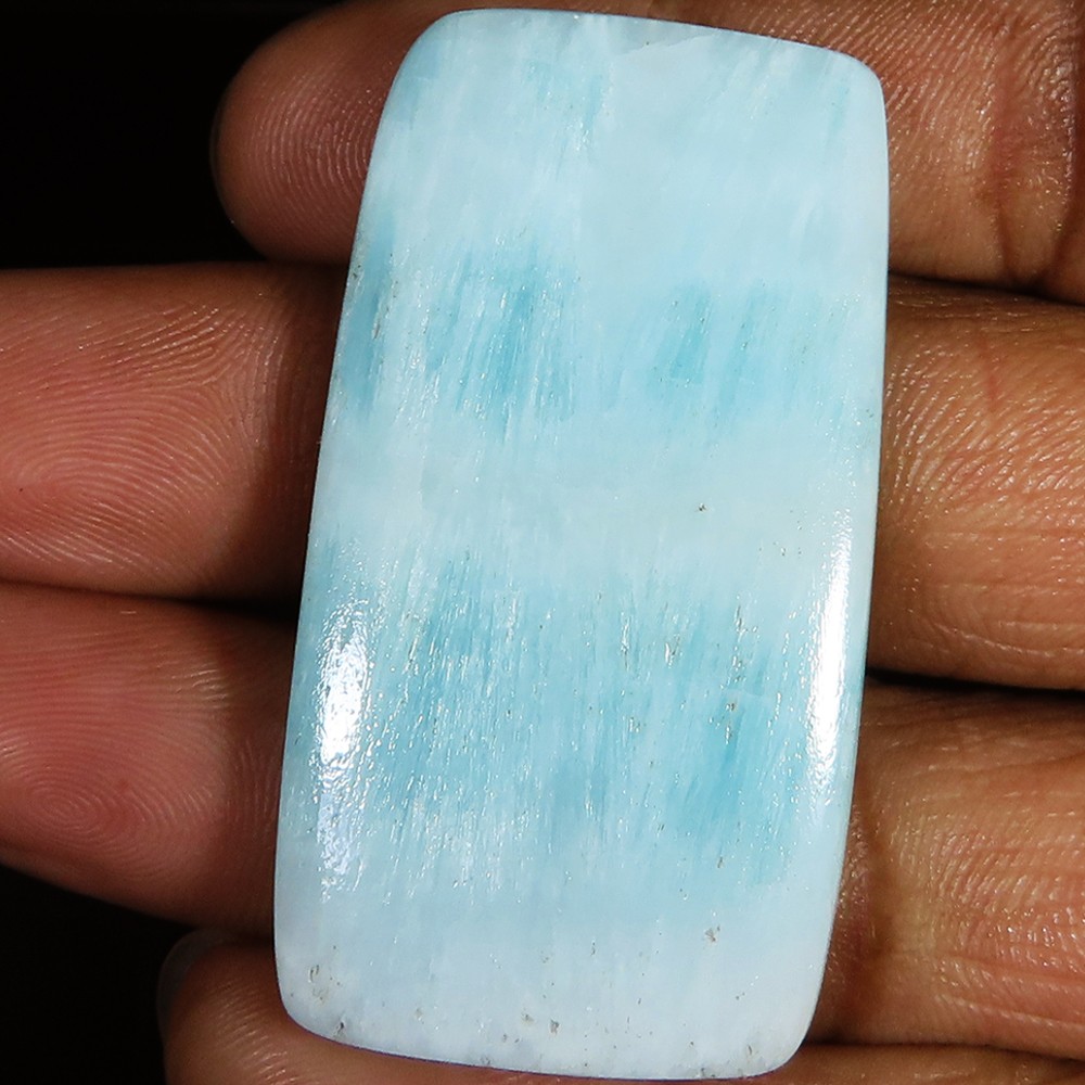 103.50 Cts Natural Blue Aragonite Cushion Cabochon Gemstone 26x50x6 mm FR_135