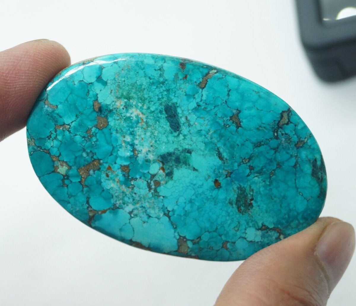 AAA 142 Ct Natural Black Spiderweb Turquoise Green Untreated Oval Cut Gemstone